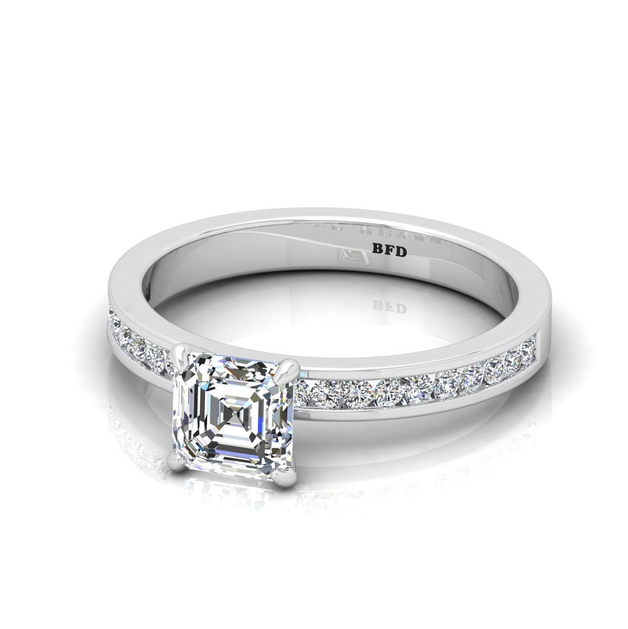 Prong Setting Asscher Cut Diamond Engagement Ring