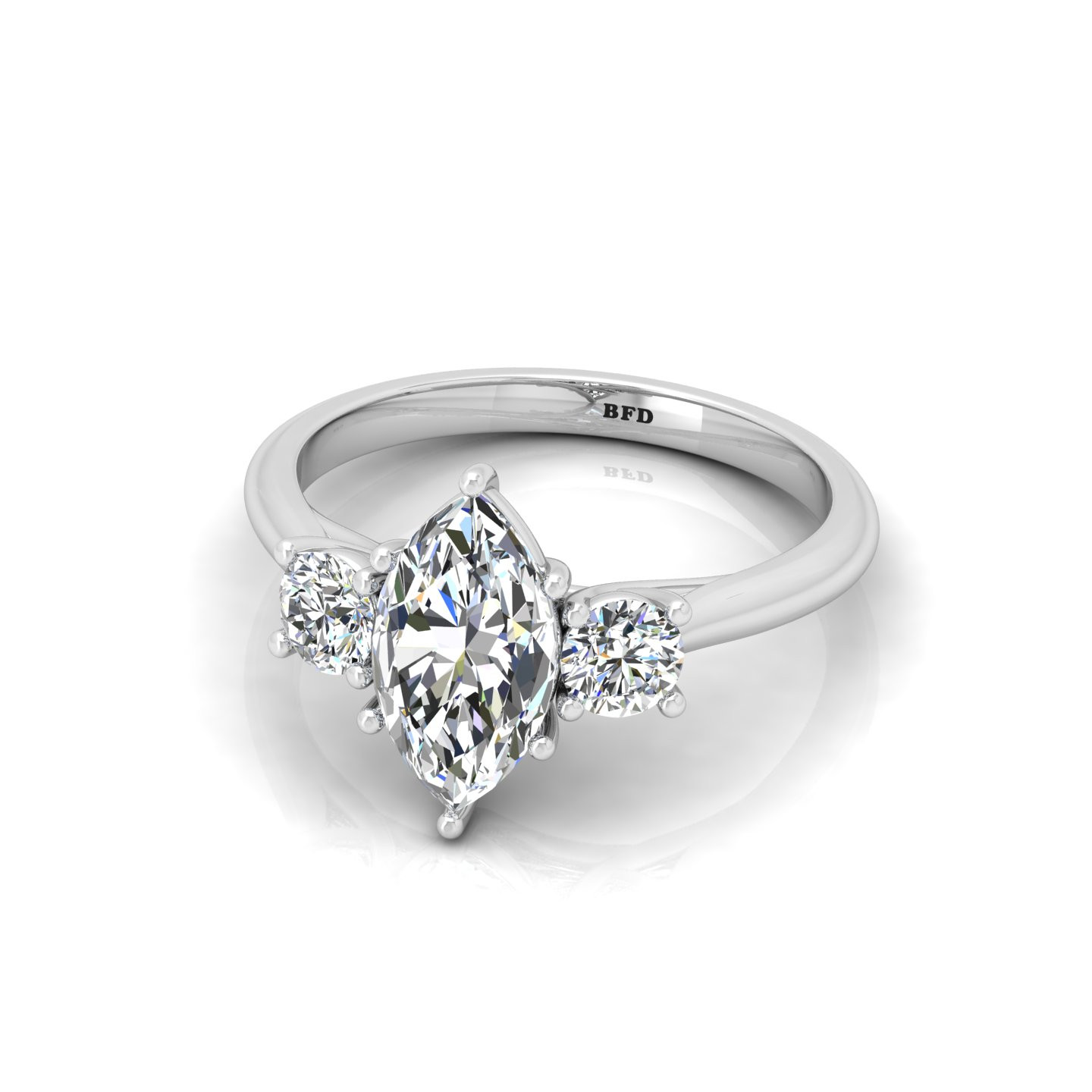 Classic Marquise Diamond Three Stone Engagement Ring