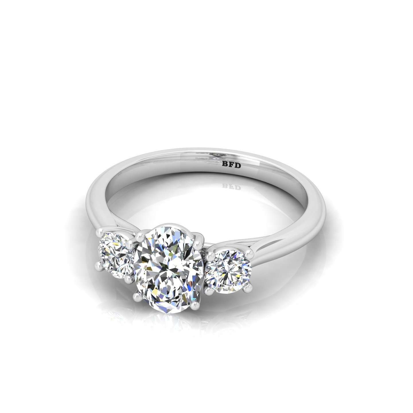 Classic Oval Diamond Trilogy Engagement Ring