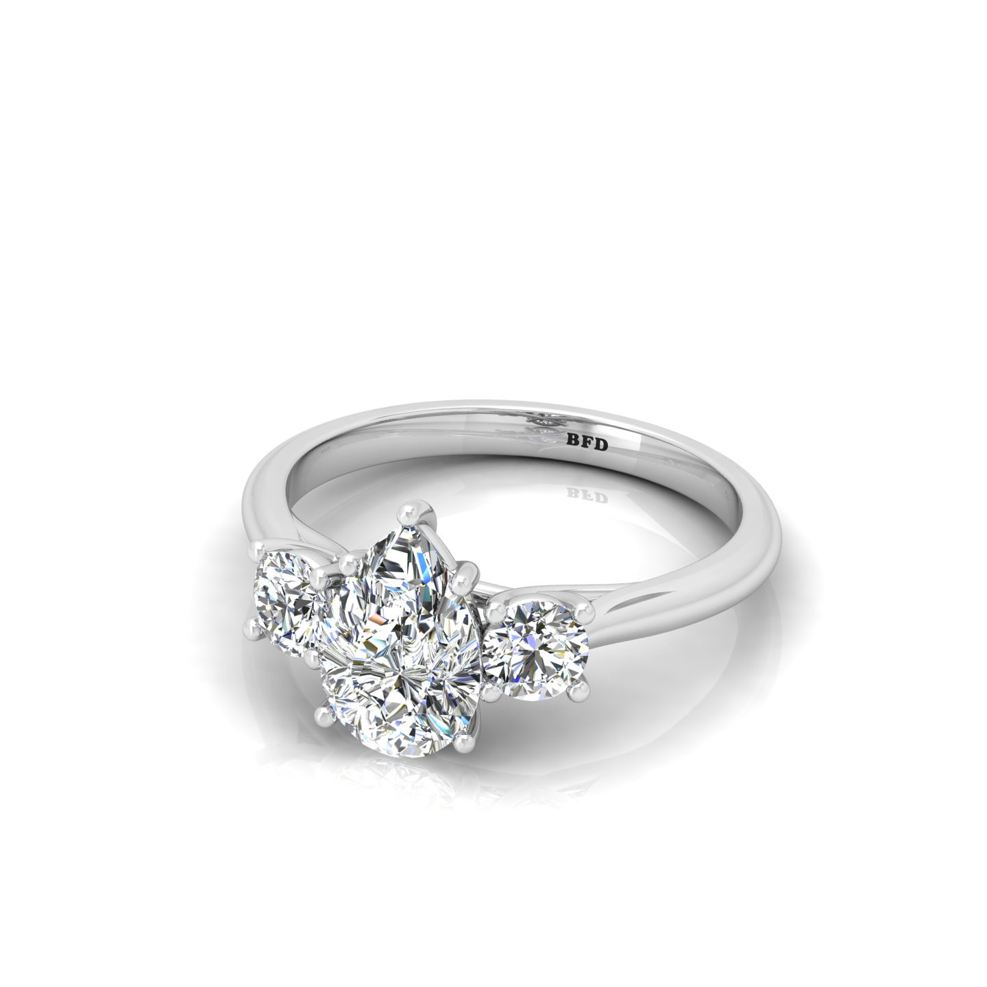 Classic Pear Diamond Trilogy Engagement Ring