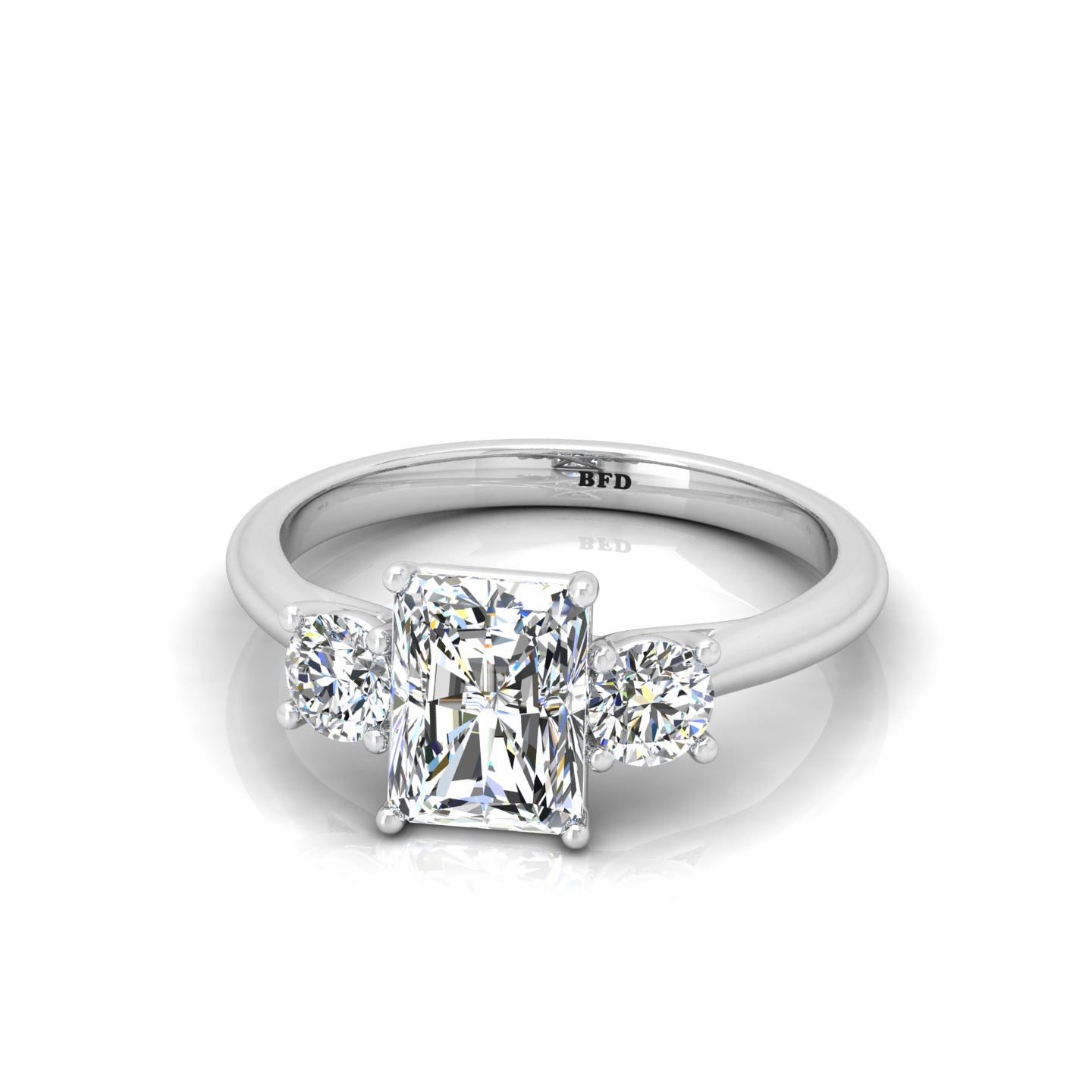 Classic Radiant Diamond Trilogy Engagement Ring