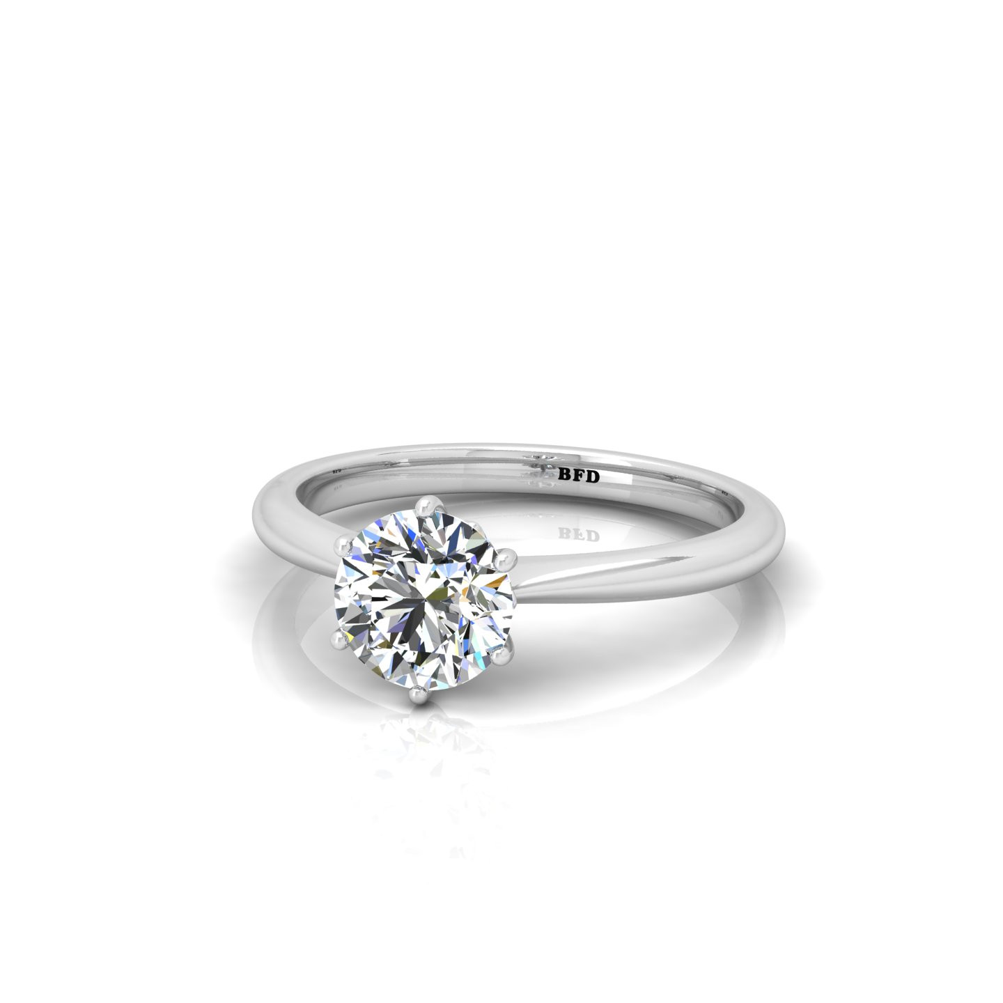 Round Diamond Six Claw Solitaire Engagement Ring