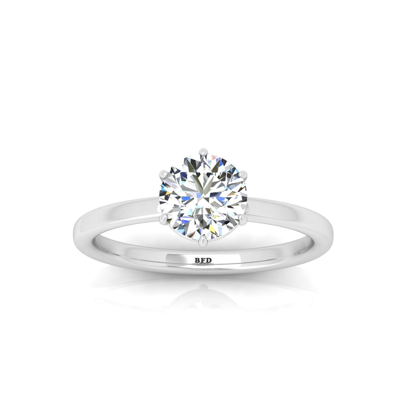 Six Claw Round Diamond Solitaire Engagement Ring