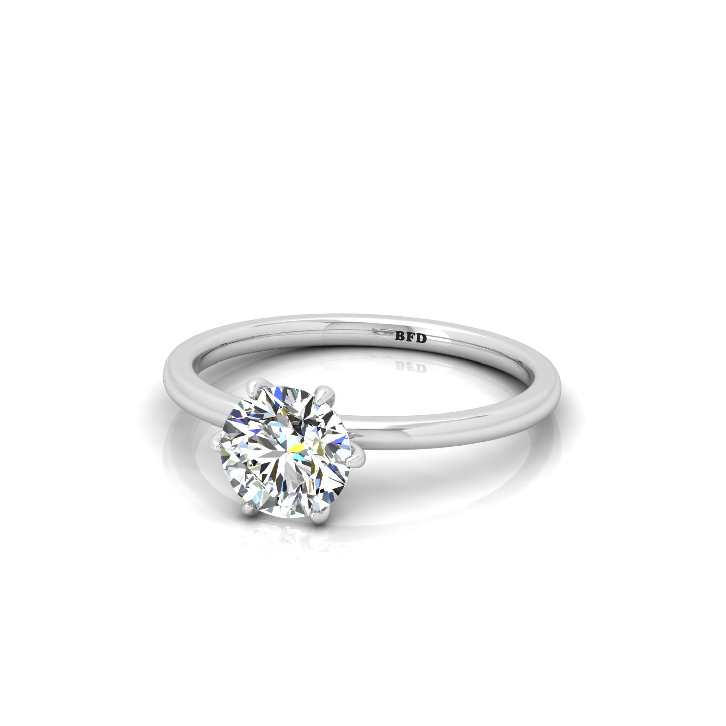 Round Diamond 6 Prong Set Solitaire Engagement Ring