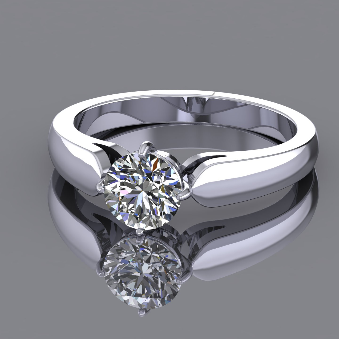 East West Prong  Round Diamond Solitaire Engagement Ring 