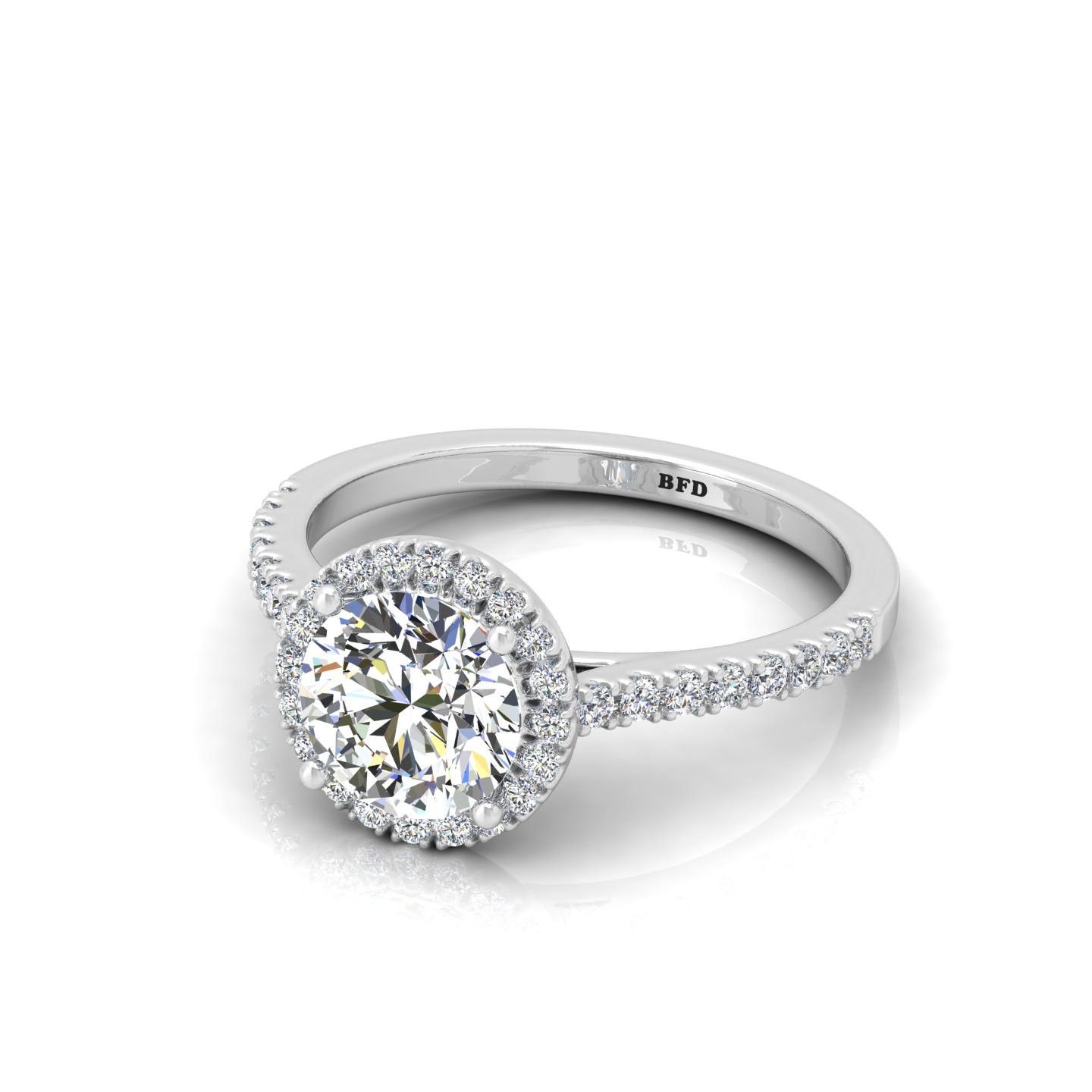 Round Diamond Designer Cathedral Halo Engagement Ring