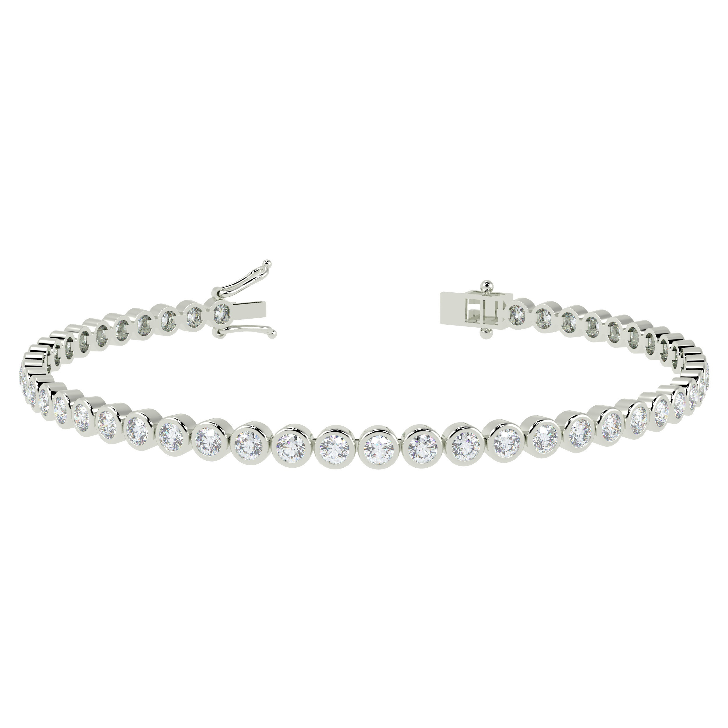 1.25 Ct Round Diamond Bezel Set Tennis Bracelet For Women In White Gold