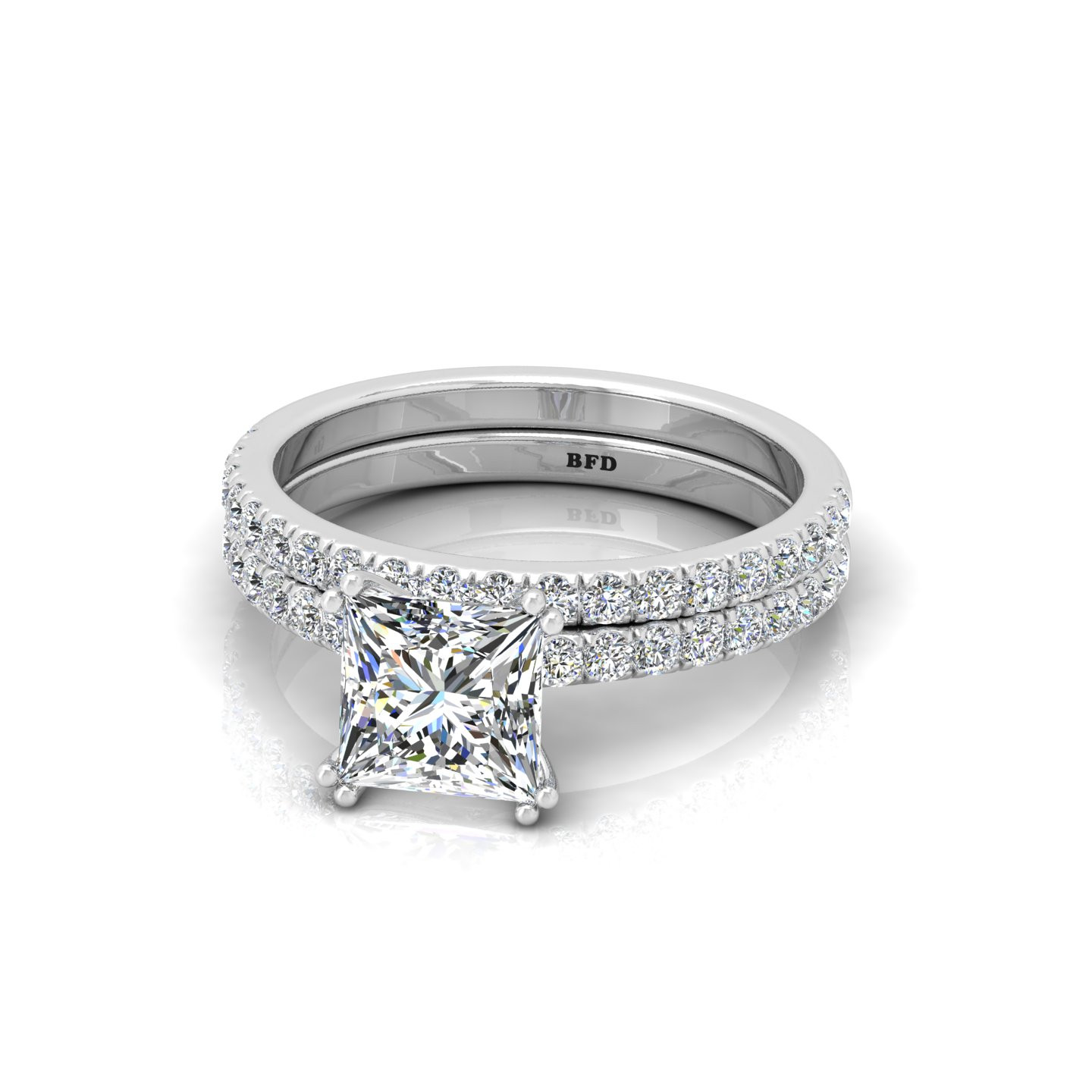 Classic Princess Diamond Engagement Ring With Matching Band