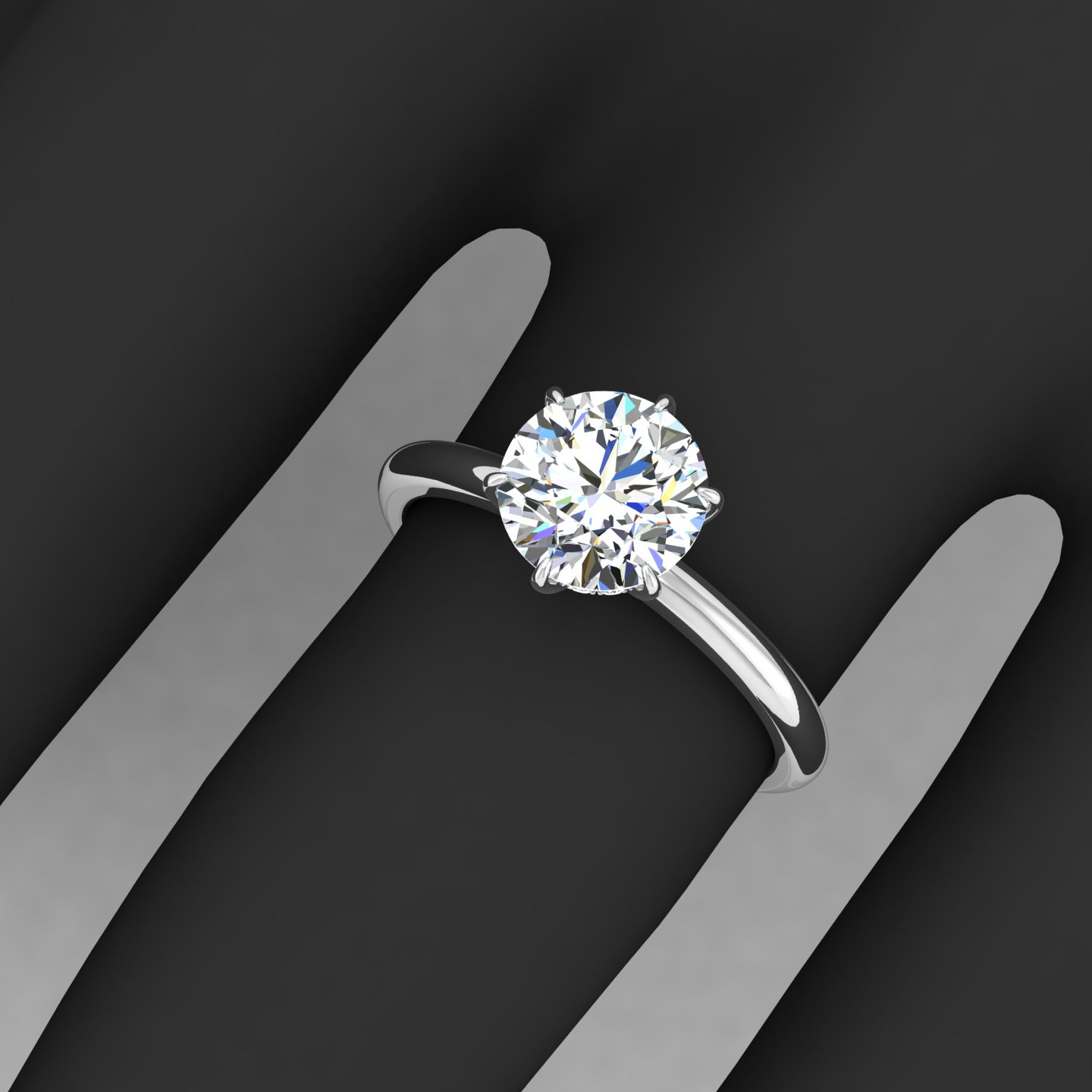 Comfort Fit Round Diamond Hidden Halo Engagement Ring