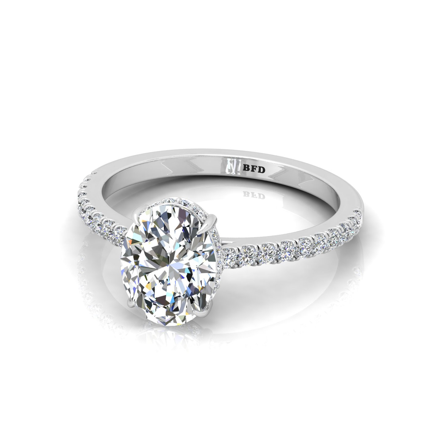 Oval Diamond Hidden Halo Engagement Ring