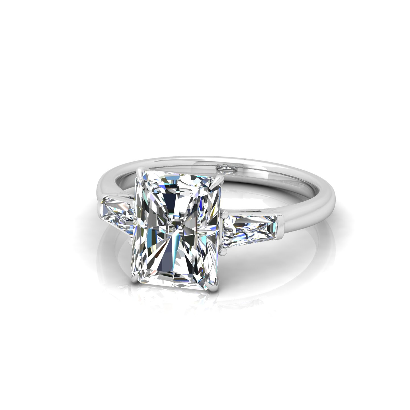 Radiant With Tapper Baguette Diamond Trilogy Ring