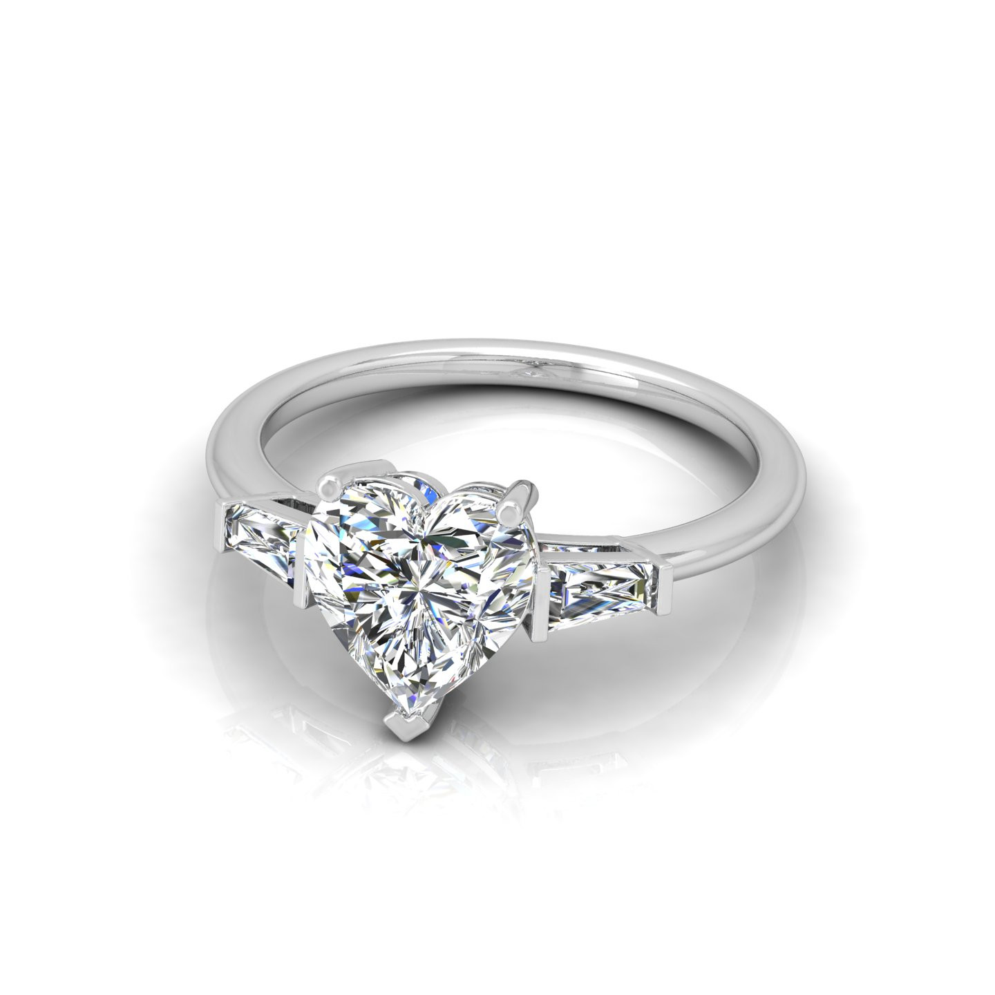 Heart With Tapper Baguette Diamond Trilogy Ring