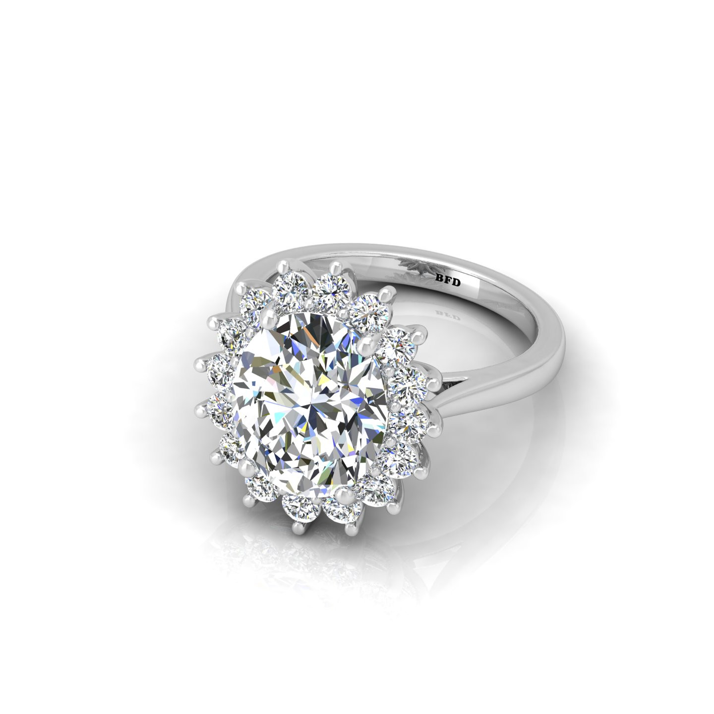 Oval Diamond Cluster Halo Engagement Ring