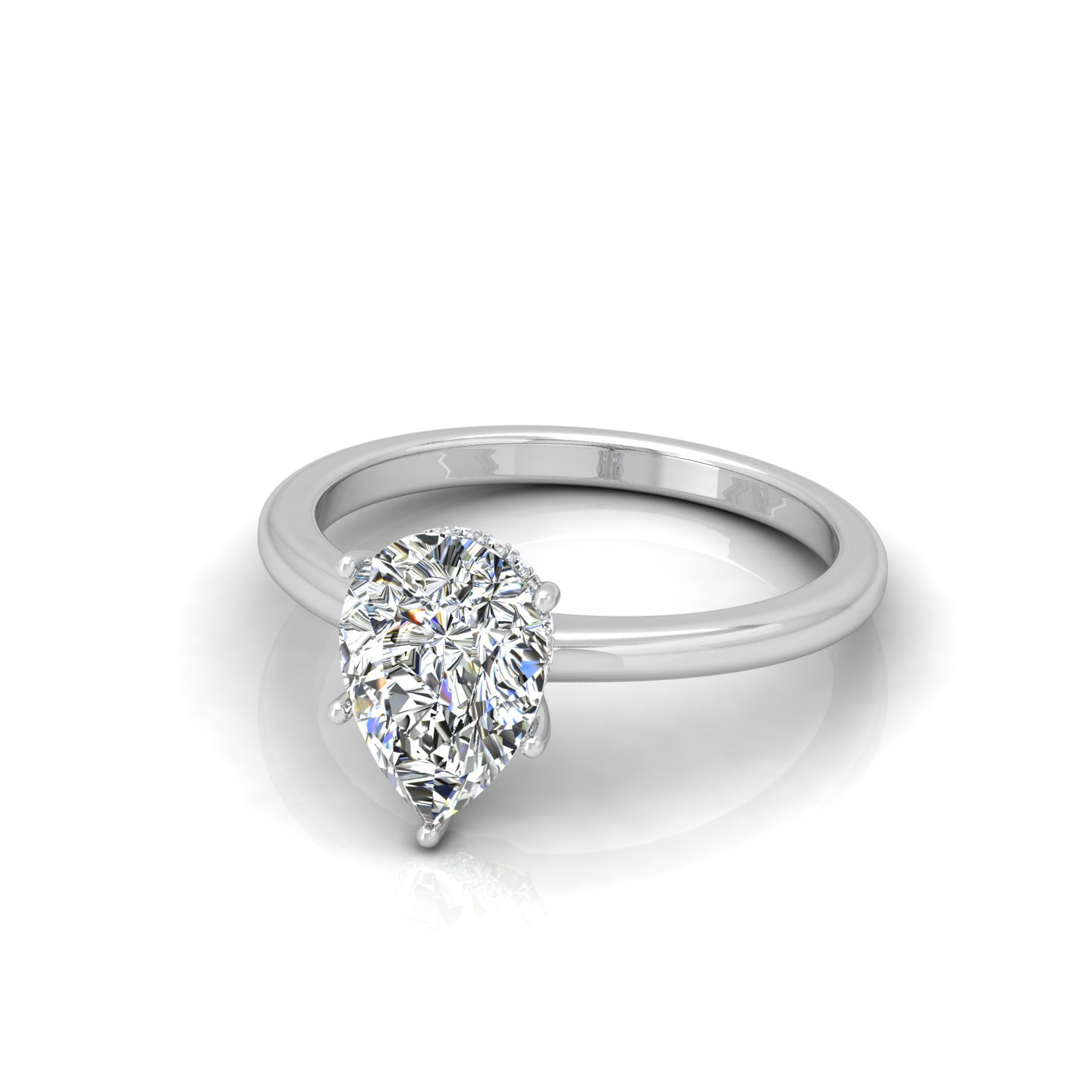 Pear Diamond Hidden Halo Engagement Ring