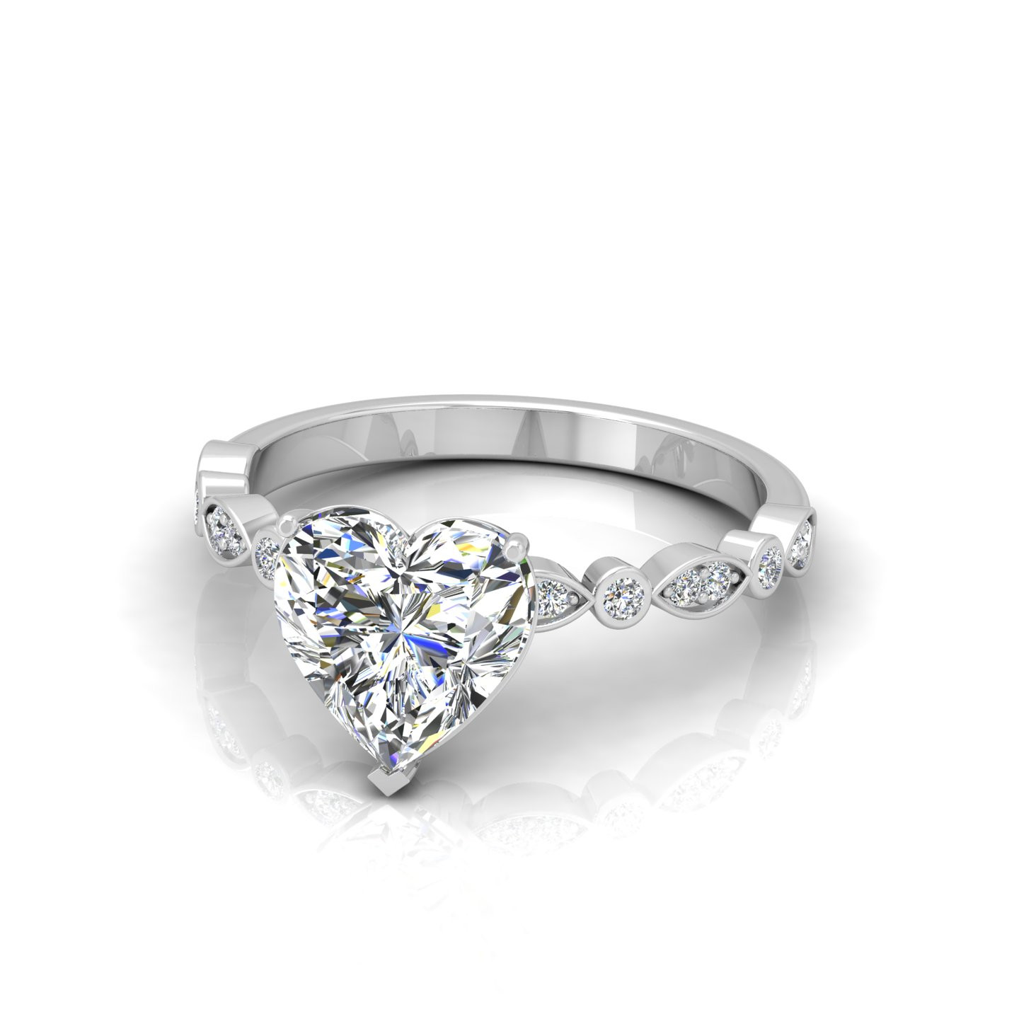 Perfect Fit Heart Diamond Vintage Engagement Ring