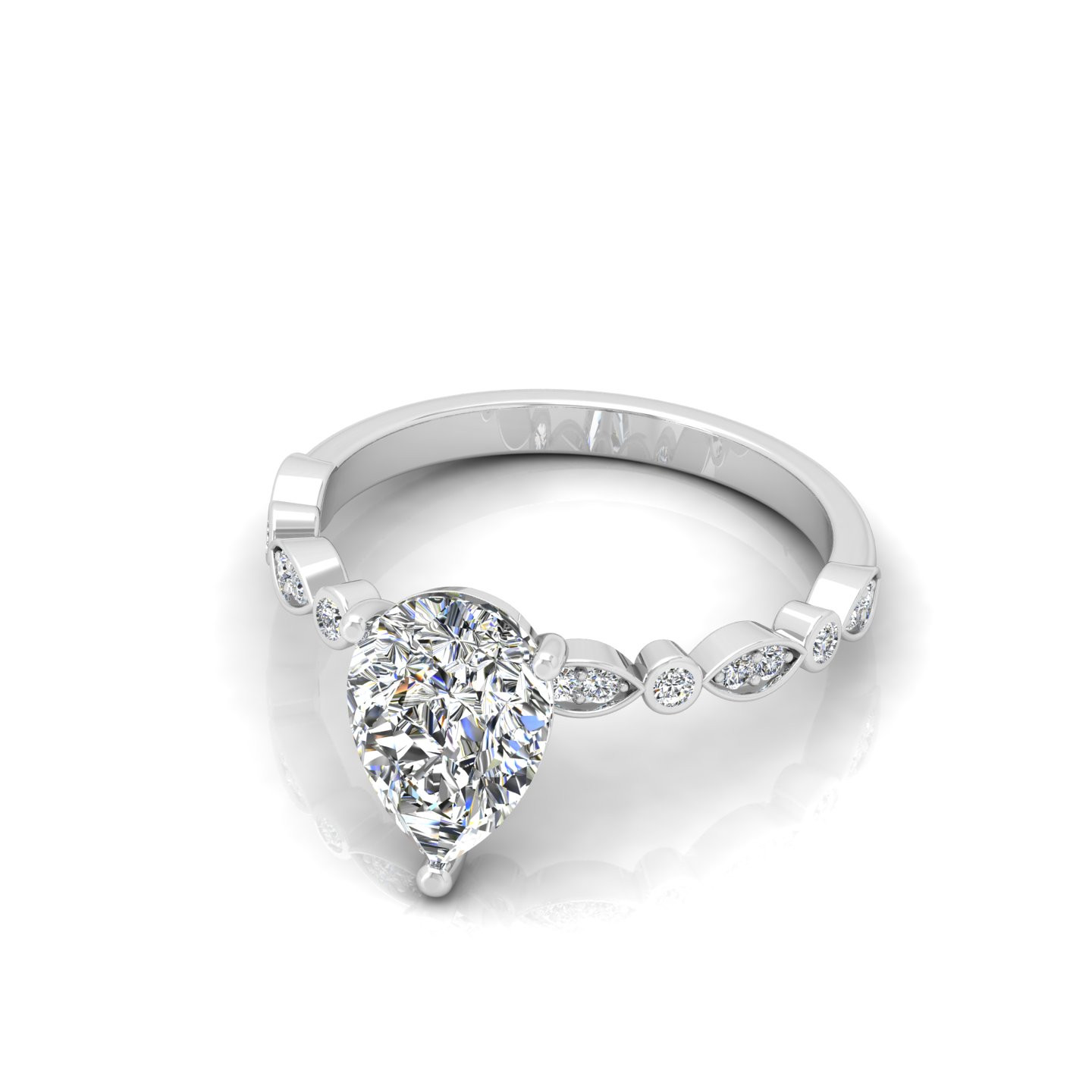 Perfect Fit Pear Diamond Vintage Engagement Ring