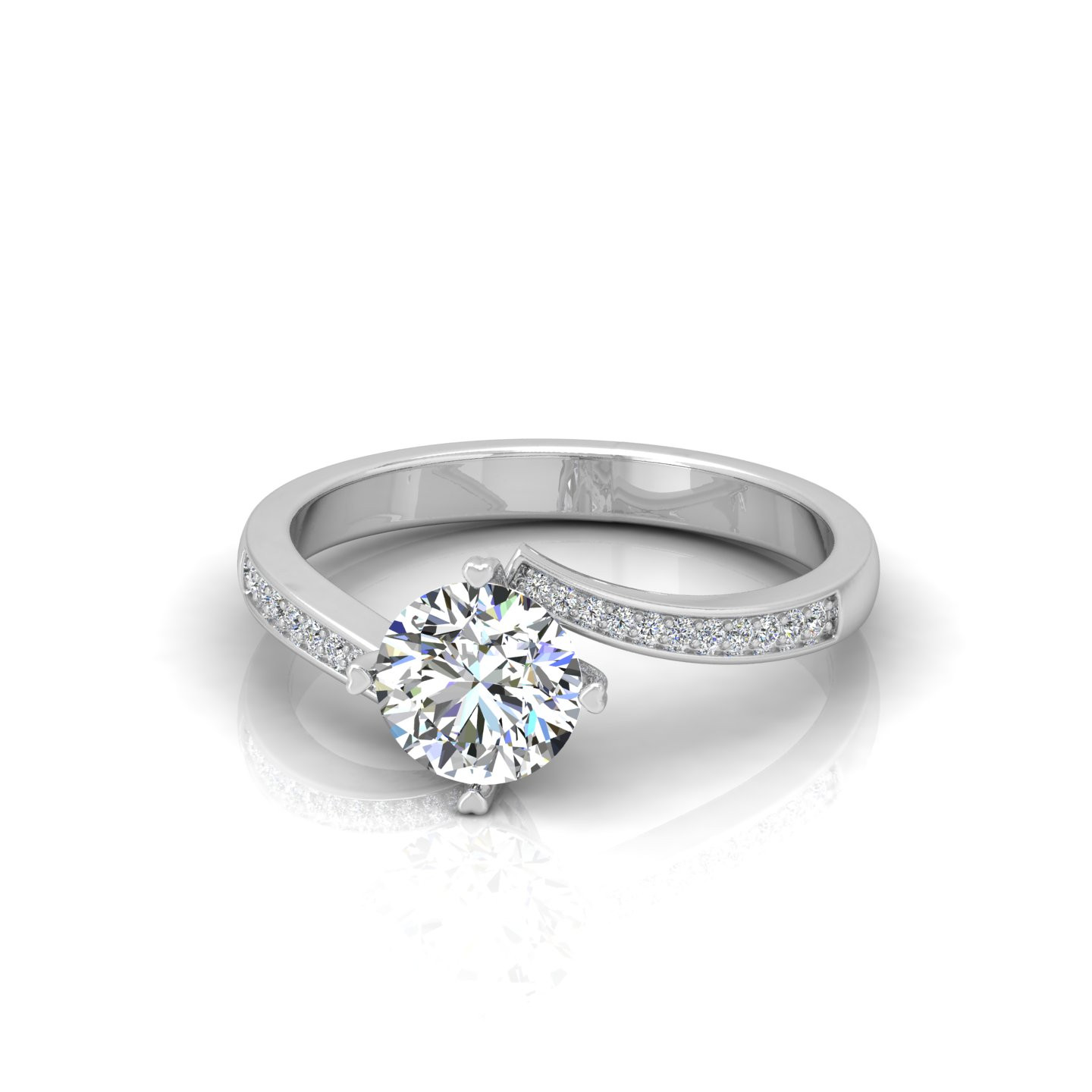 Classic Round Diamond Tension Set Engagement Ring