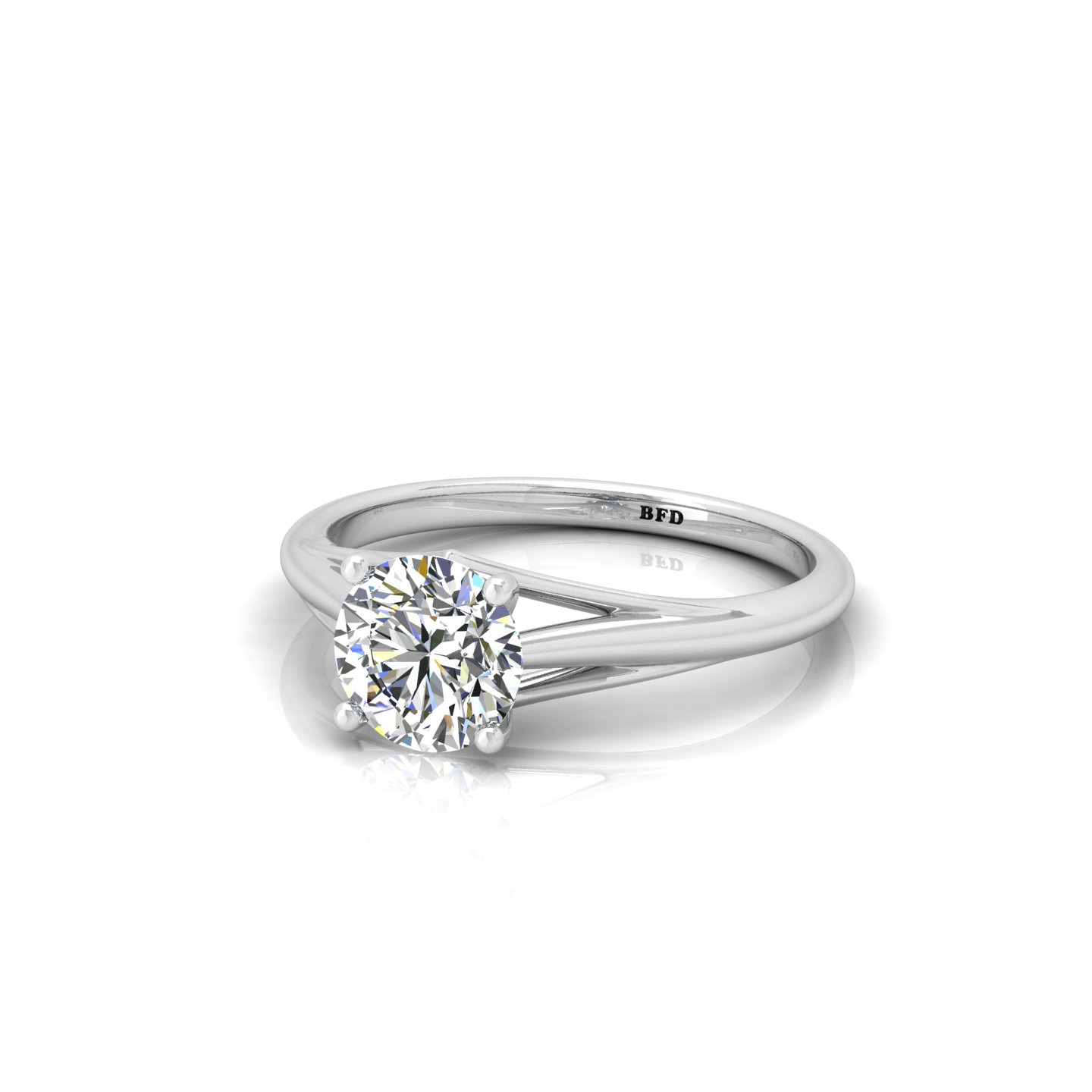 Round Diamond Spilt Shank Solitaire Engagement Ring