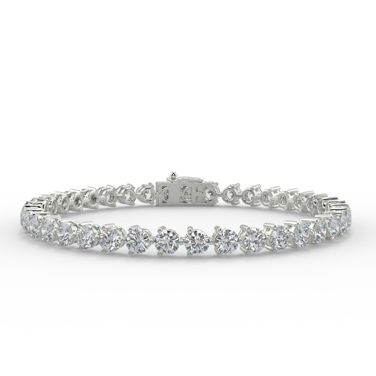 Offer..! 3.00 Ct Natural Round Diamond Three Prong Set Tennis Bracelet In White Gold