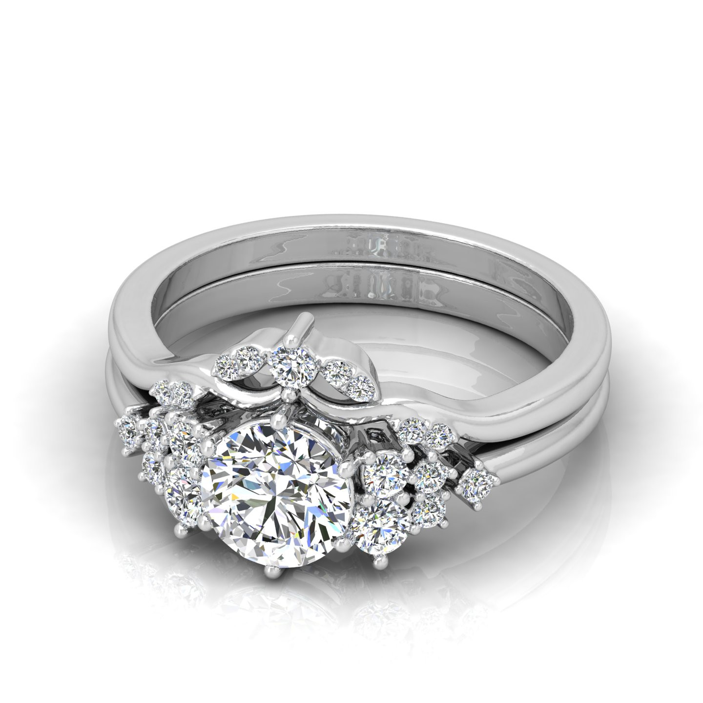 Bridal Set Round Diamond Ring With Designer Wedding Band