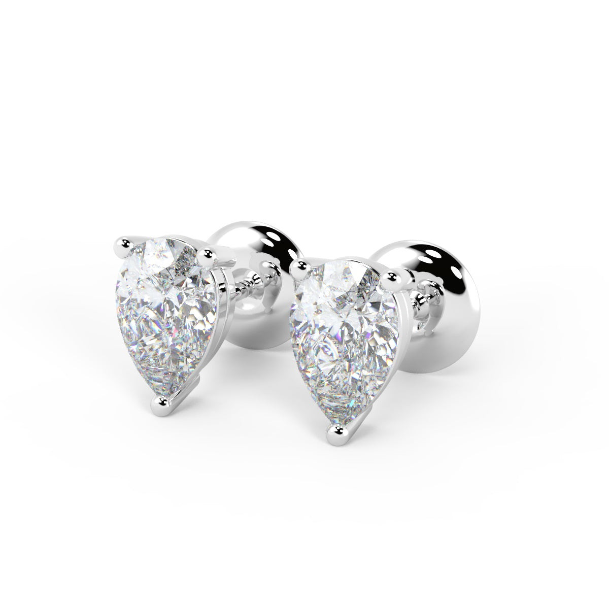 PEAR SHAPE DIAMOND STUD EARRINGS IN 18K WHITE  AND YELLOW GOLD 