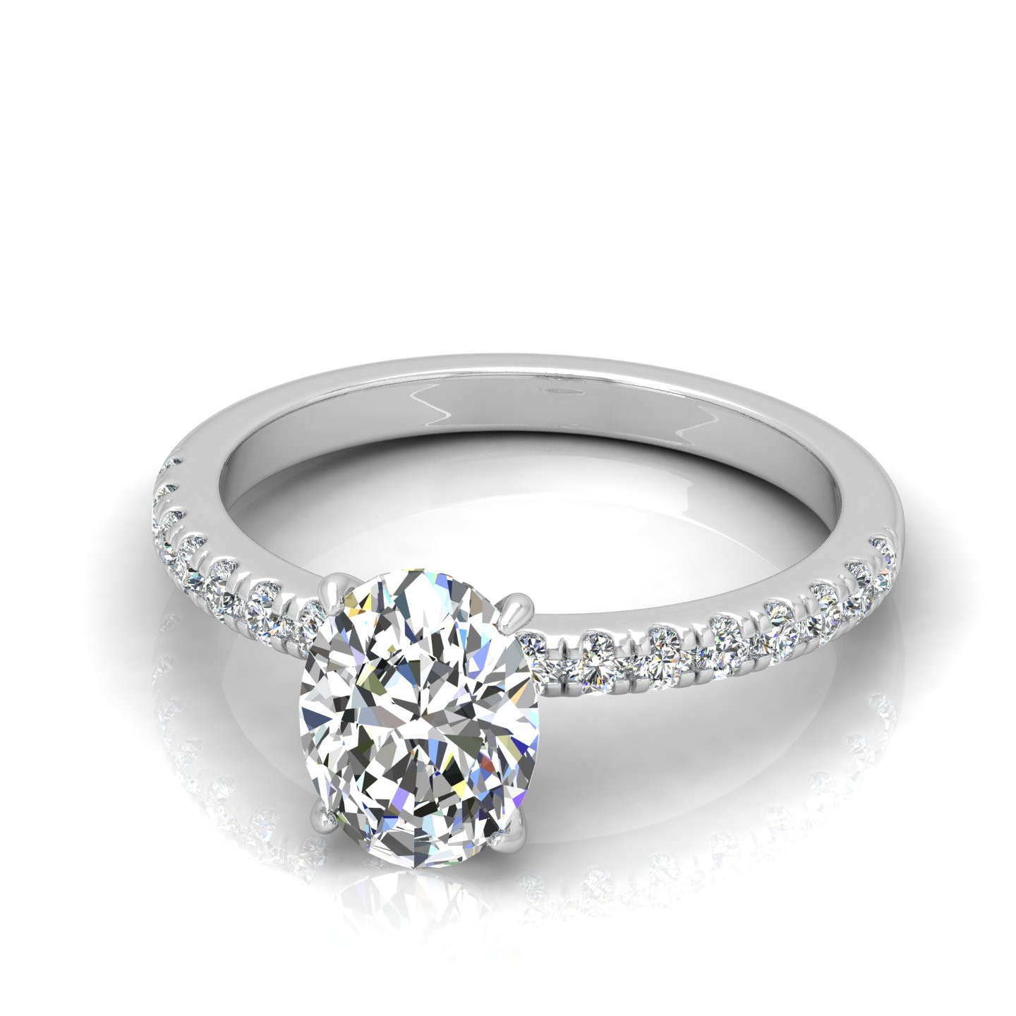 Oval Diamond Micro Pave Set Engagement Ring