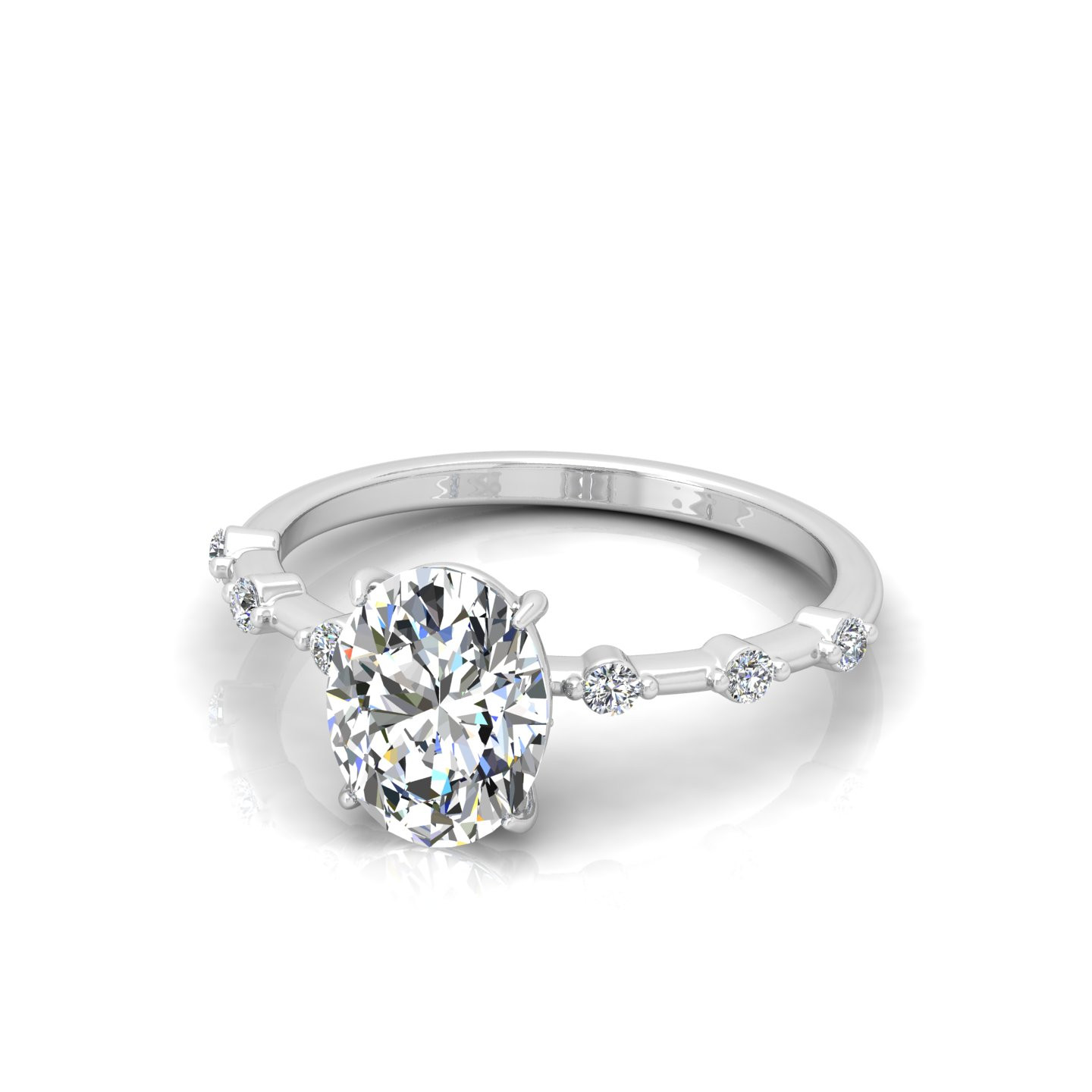 Stylish Oval Diamond Engagement Ring