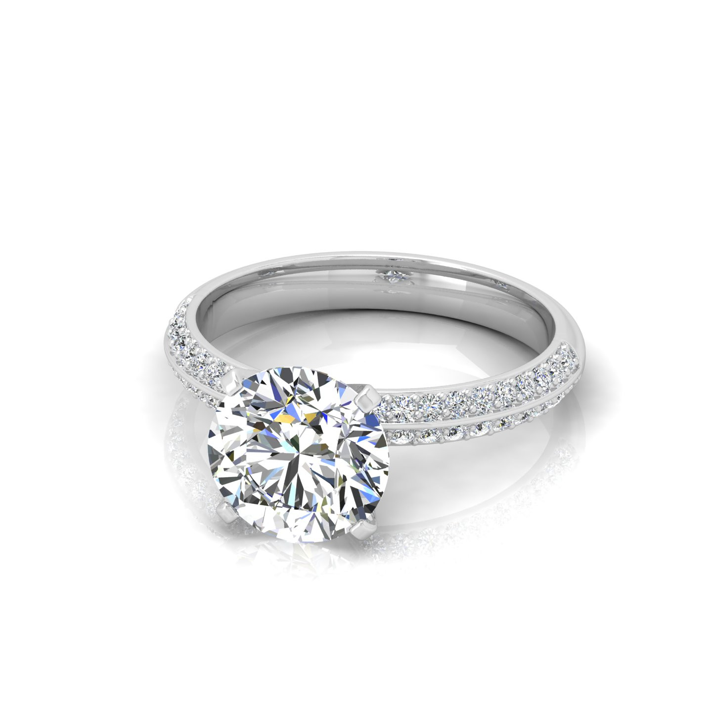 Round Diamond Stylish Knife Edge Engagement Ring