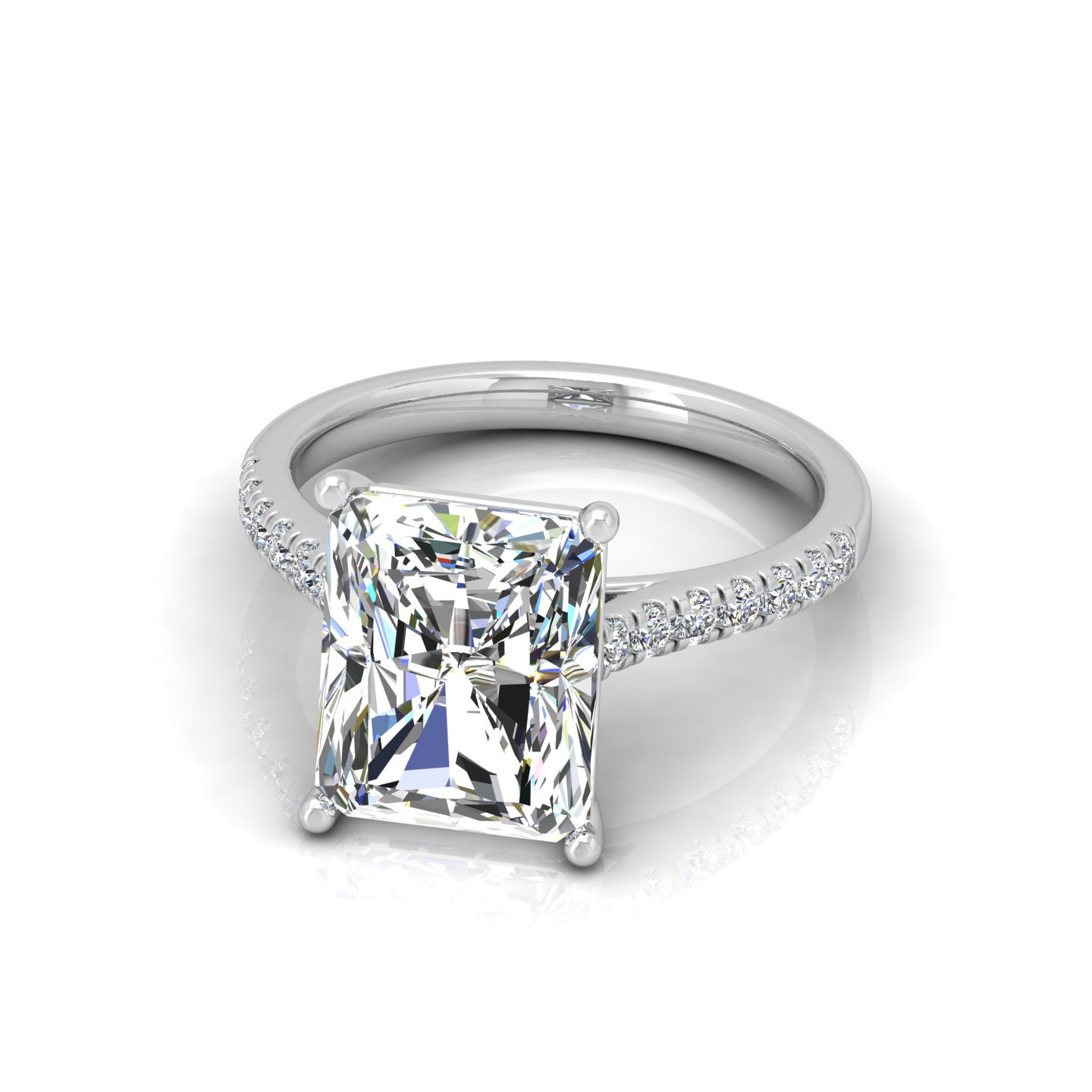 Radiant Cut Diamond Cathedral Set Engagement Ring