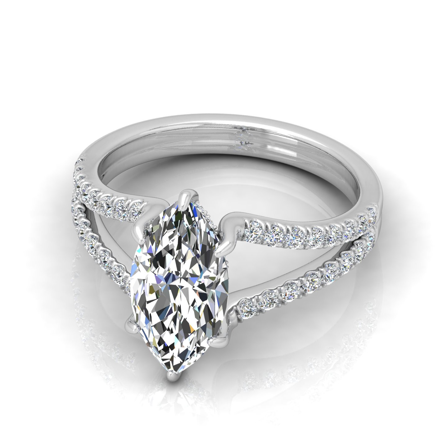 Marquise Diamond Designer Hidden halo Engagement Ring