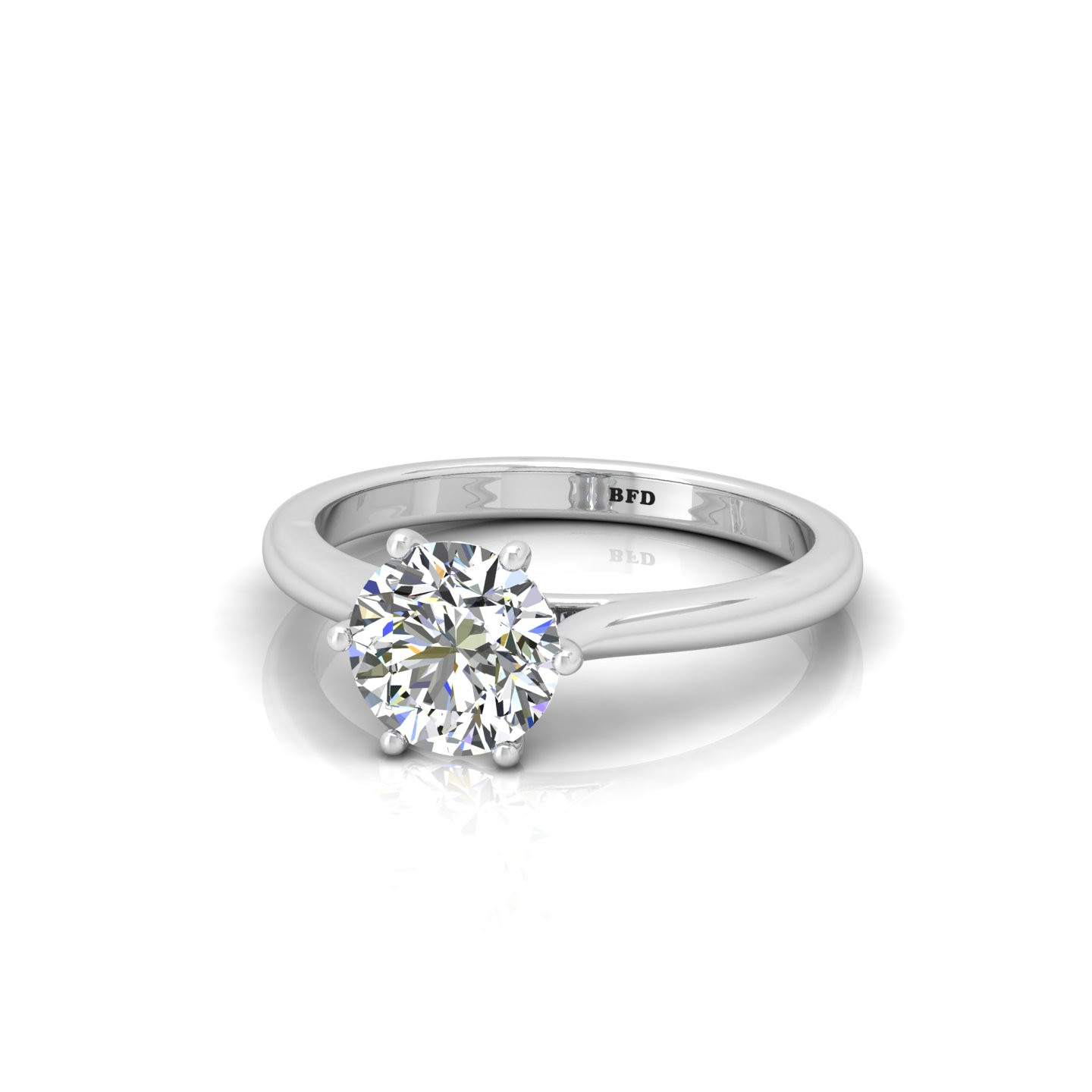 Six Prong Set Round Diamond Solitaire Ring