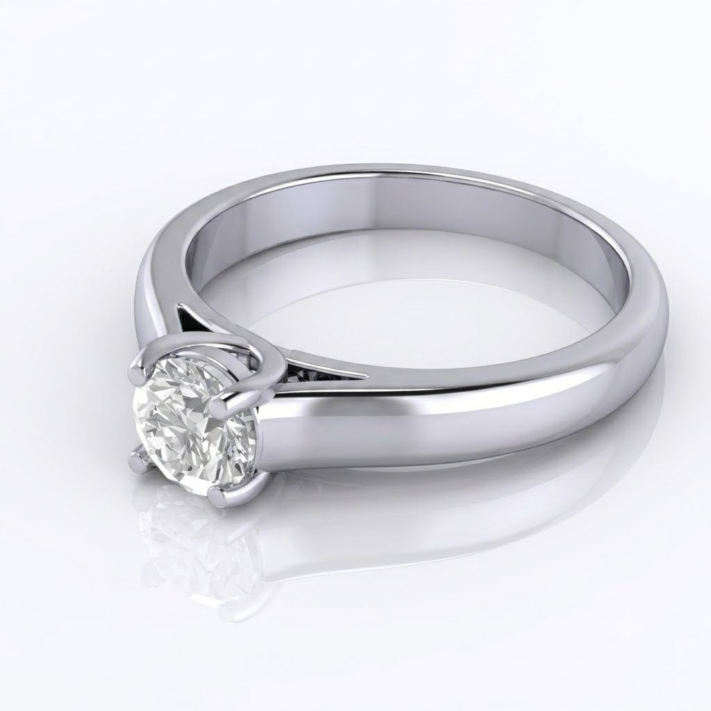 Classic Round Diamond Cathedral Set Solitaire Ring