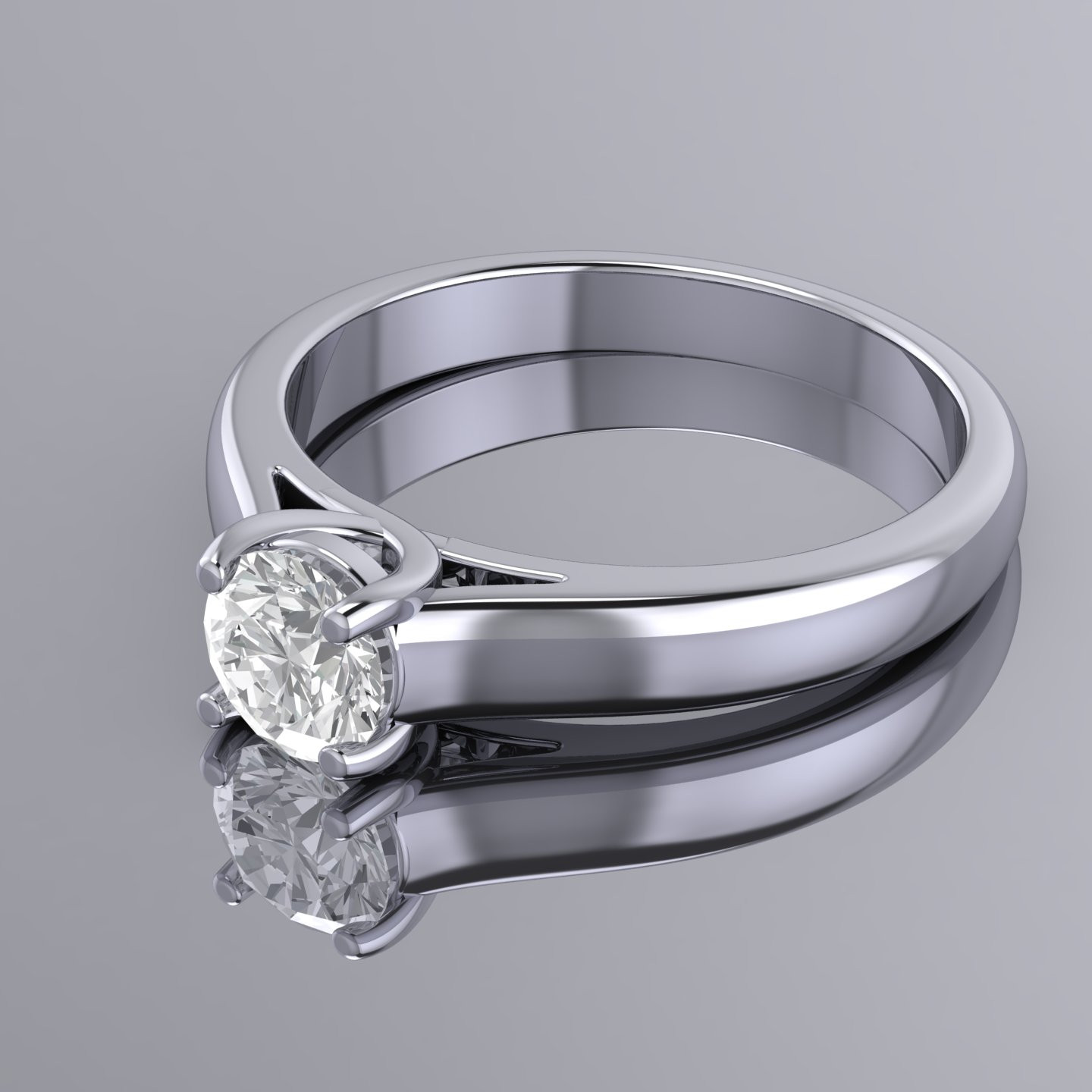 Classic Round Diamond Cathedral Set Solitaire Ring