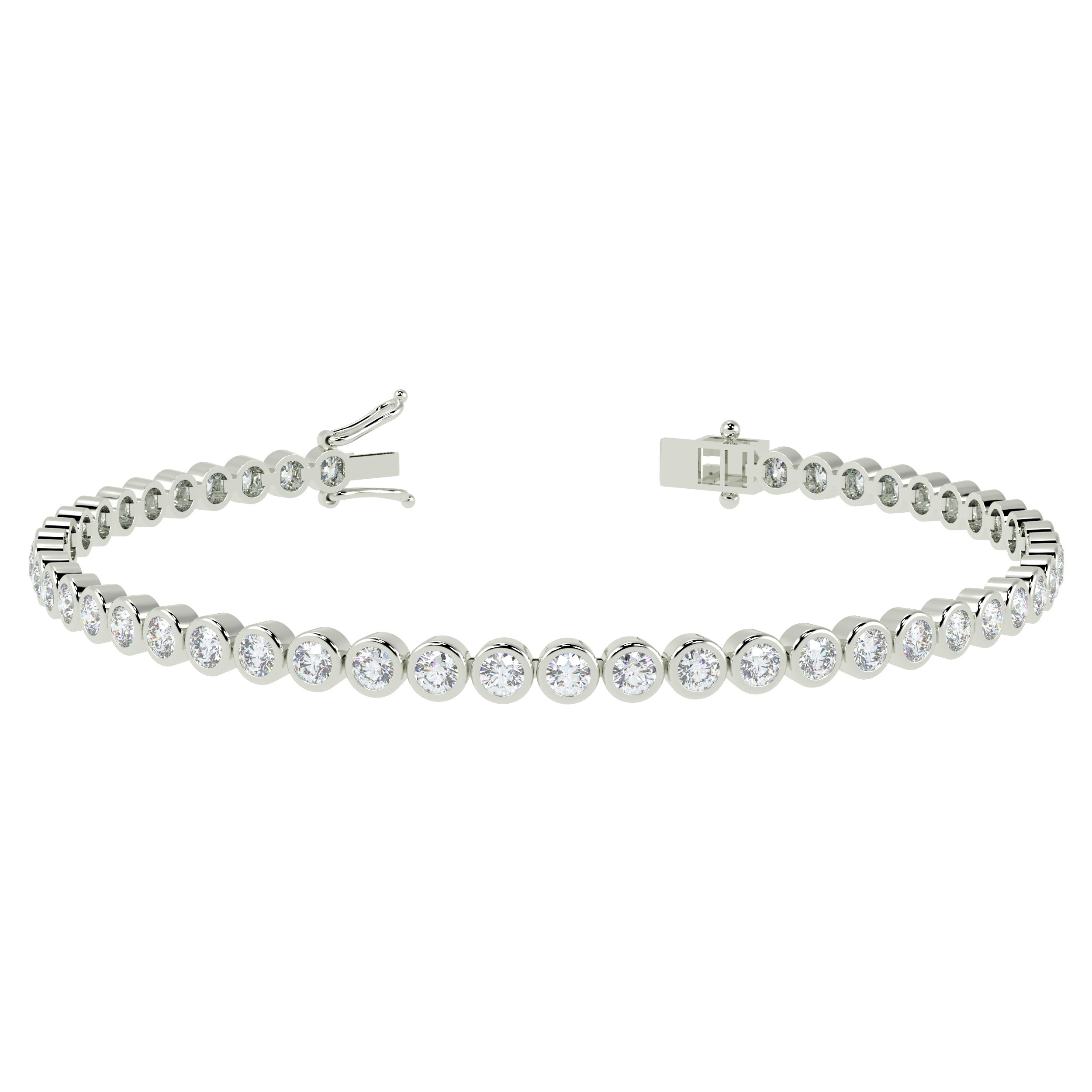 100% Natural Round Brilliant Diamond Bezel Set Tennis Bracelet Crafted in 18k Gold 1.50Ct-10.00Ct.