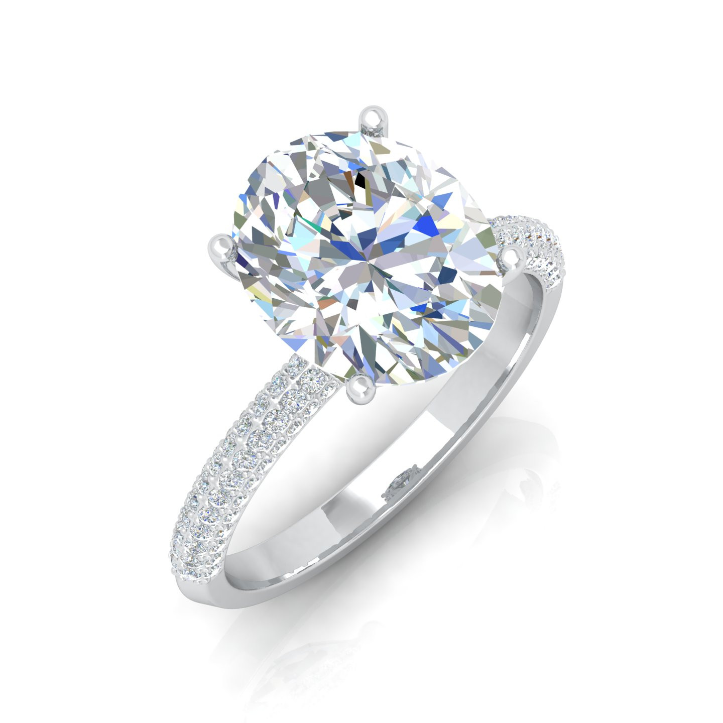 Oval With Side Round Diamond Women's Engagement Ring