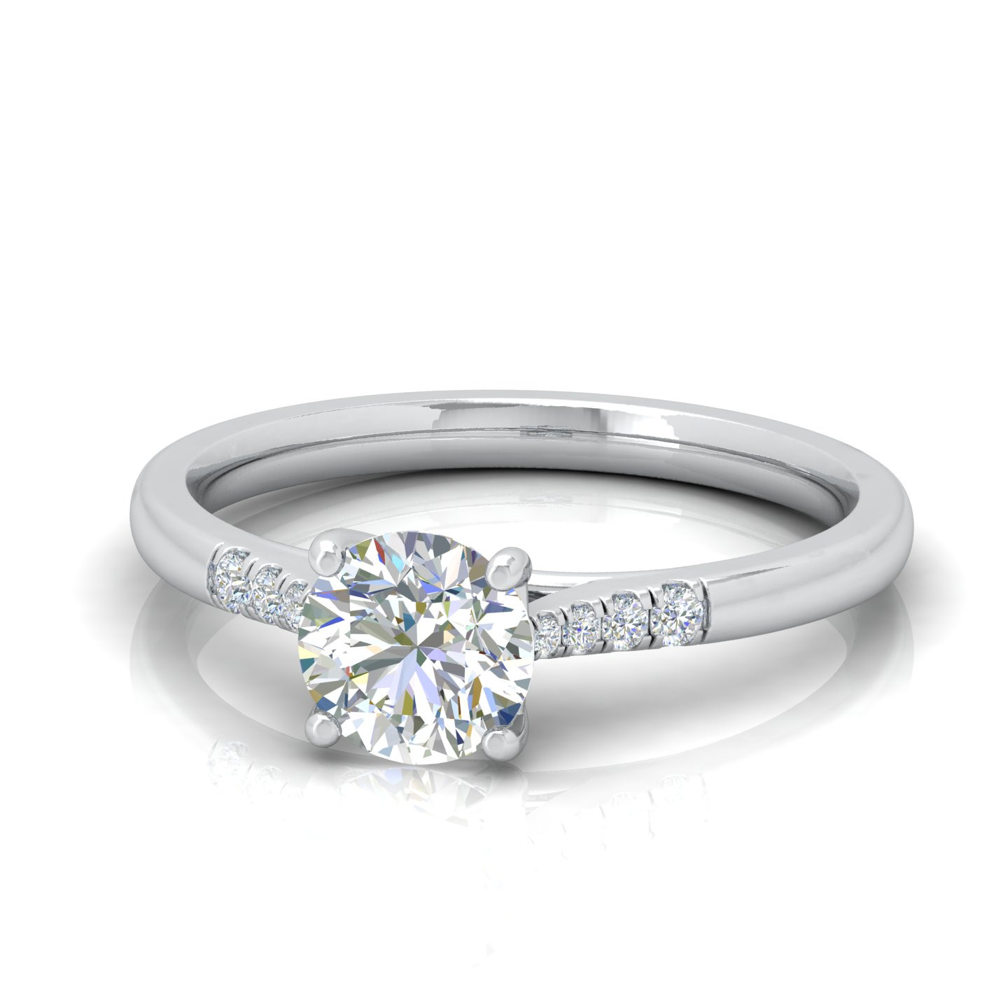 Claw Set Round Diamond Women's Engagement Ring