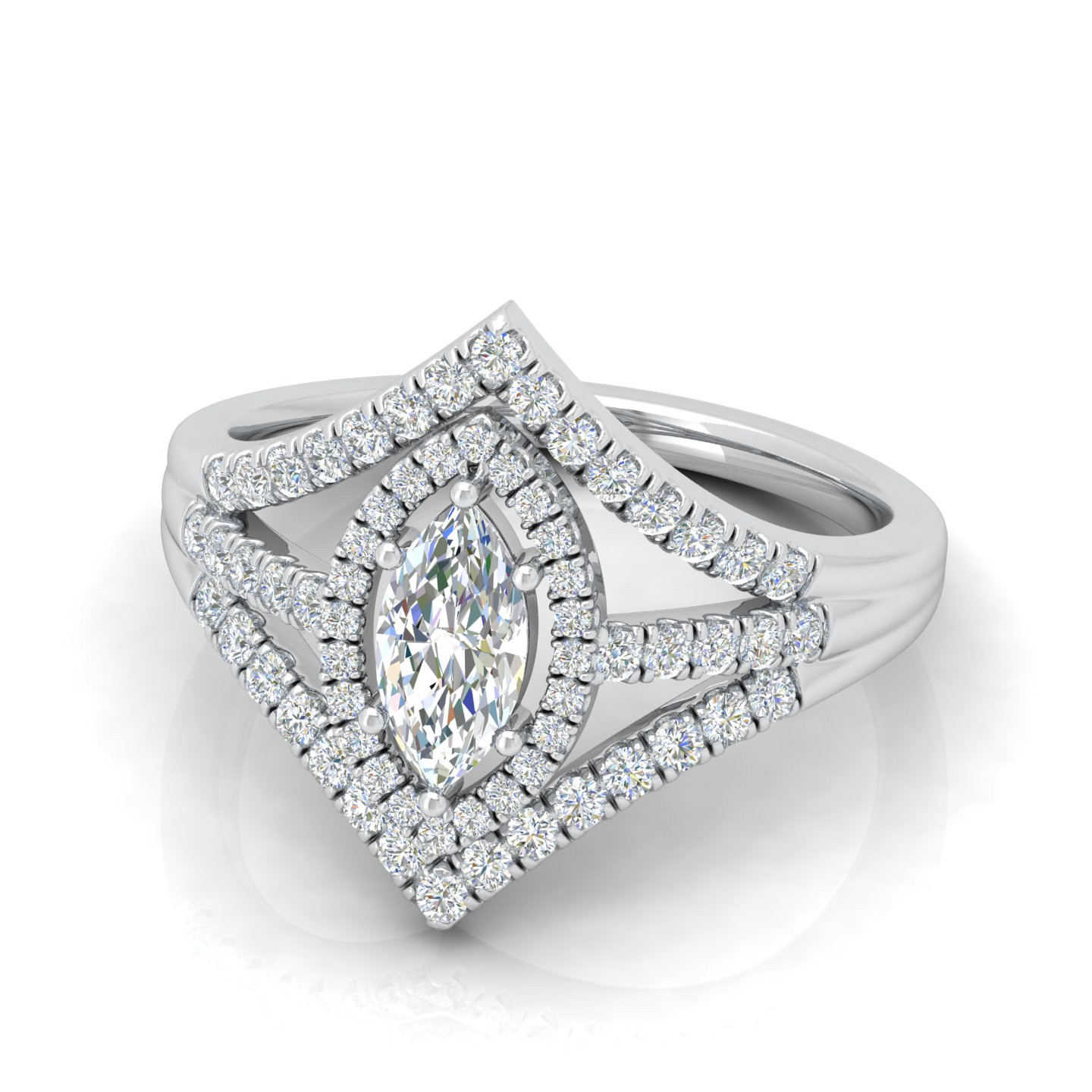 18kt white gold marquise Diamond engagement ring | E.B. Horn Jewelry