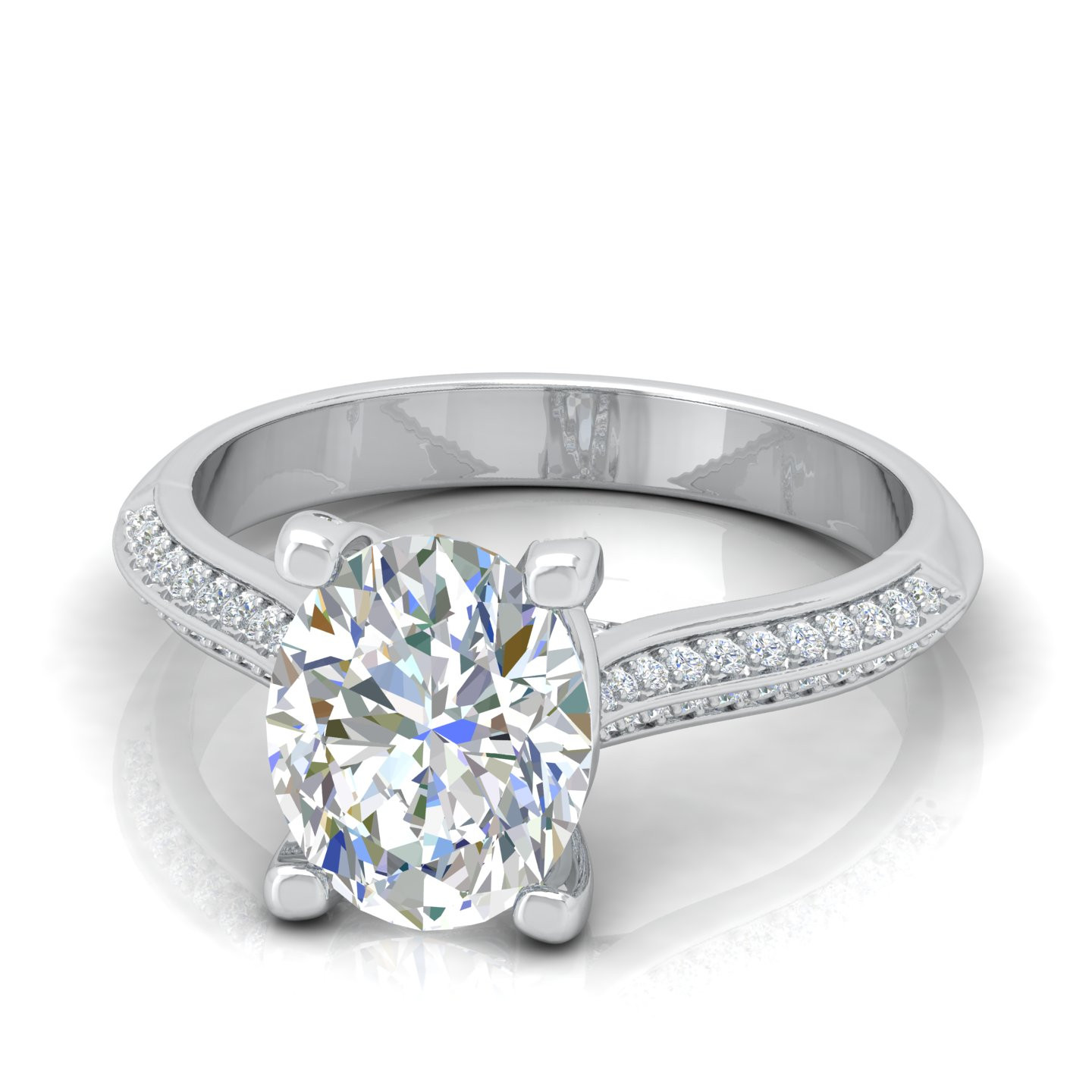 Oval Diamond Claw Set Designer Engagement Ring 