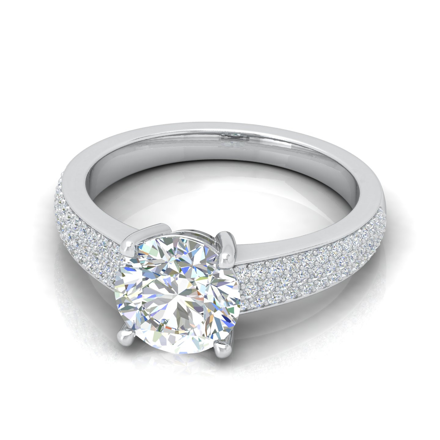 Round Diamond Claw Set Designer Women's Engagement Ring