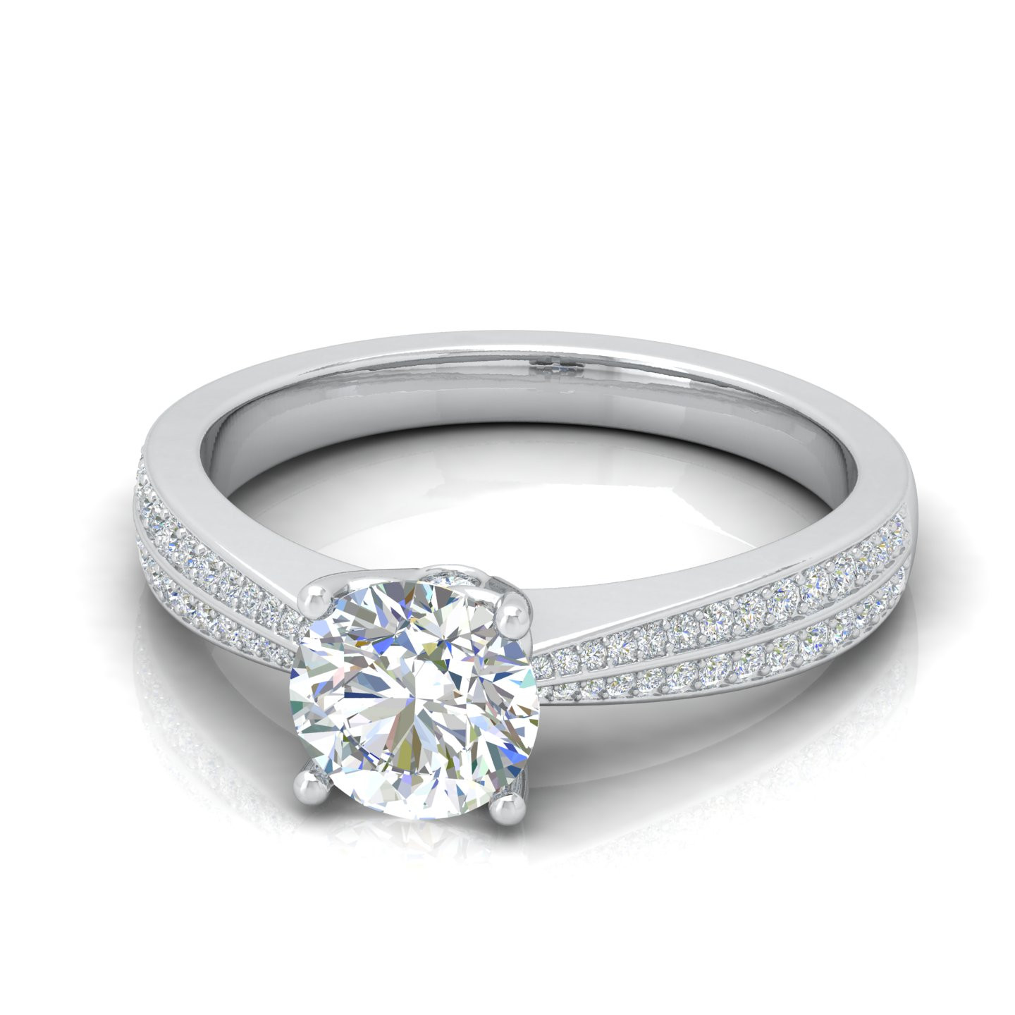 Classic Round Diamond Channel Set Engagement Ring