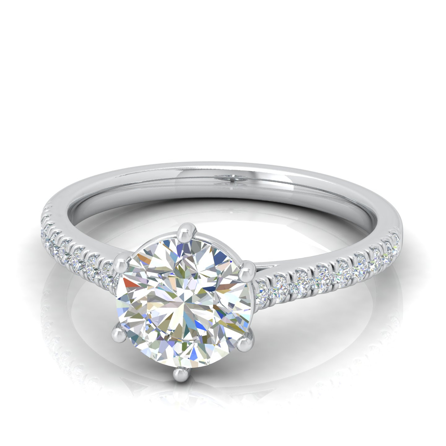 Round Diamond Micro Pave Set Engagement Ring