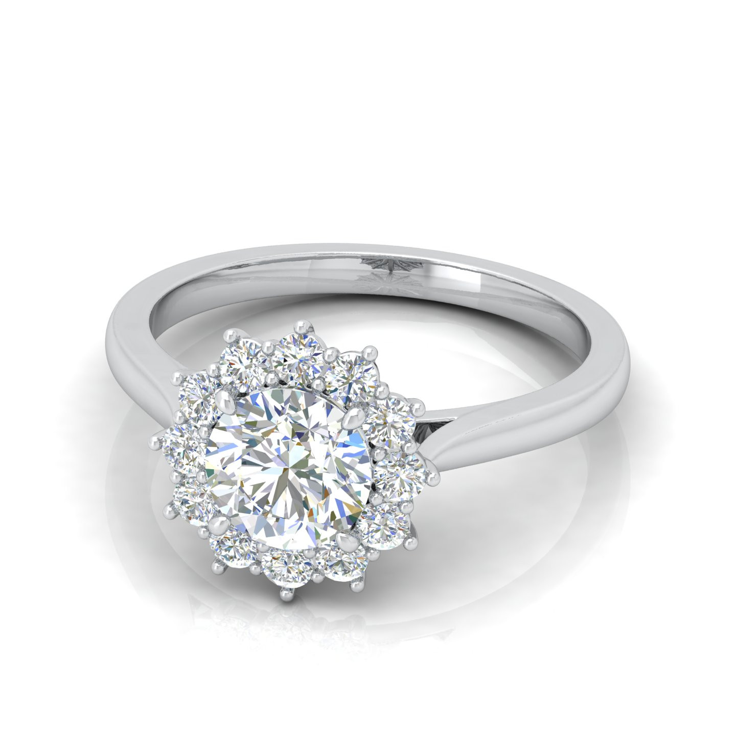 Round Diamond Cluster Halo Engagement Ring