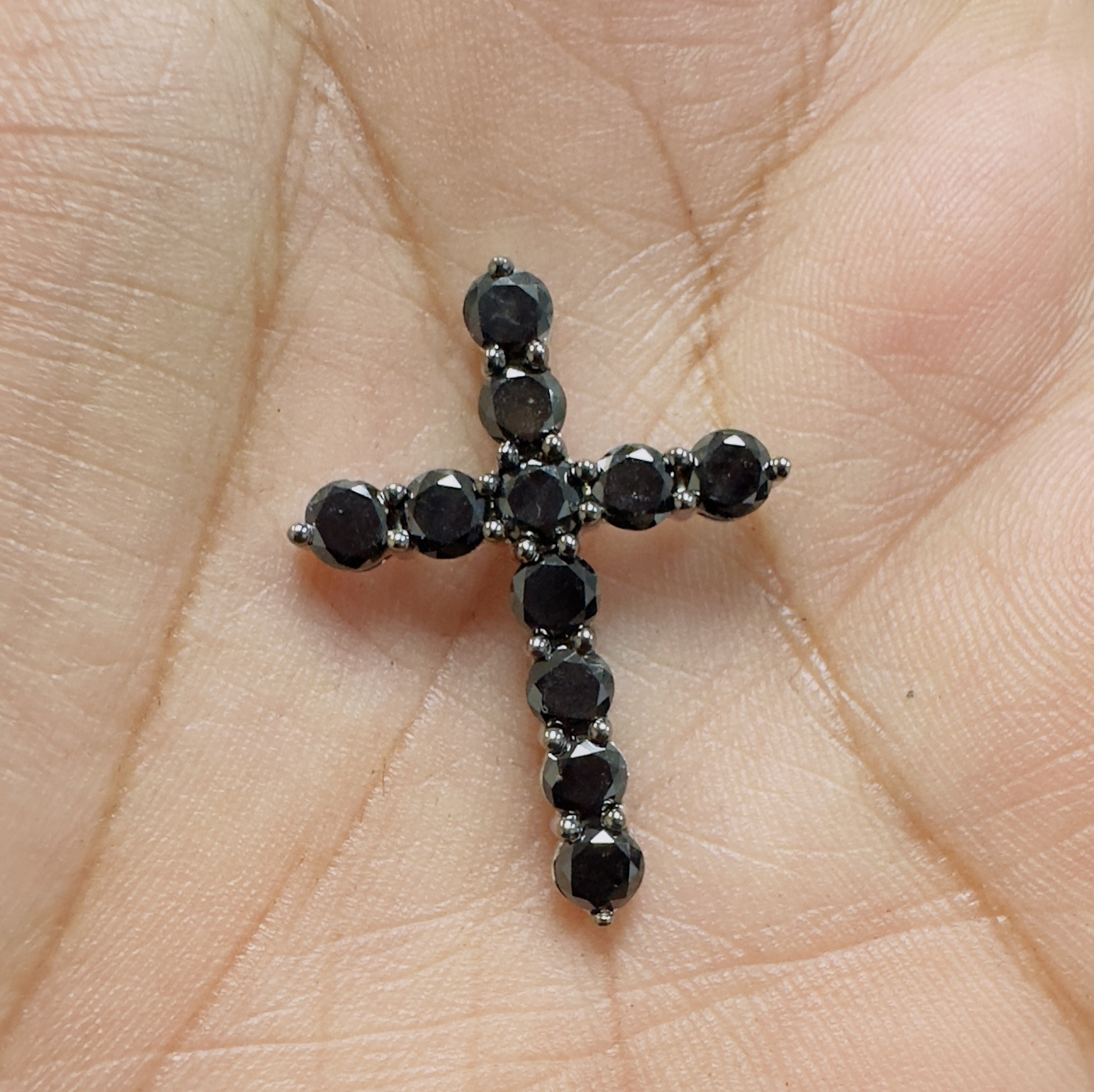 WHITE GOLD CROSS PENDANT WITH WHITE AND BLACK DIAMONDS, 1.30 CT TW -  Howard's Jewelry Center