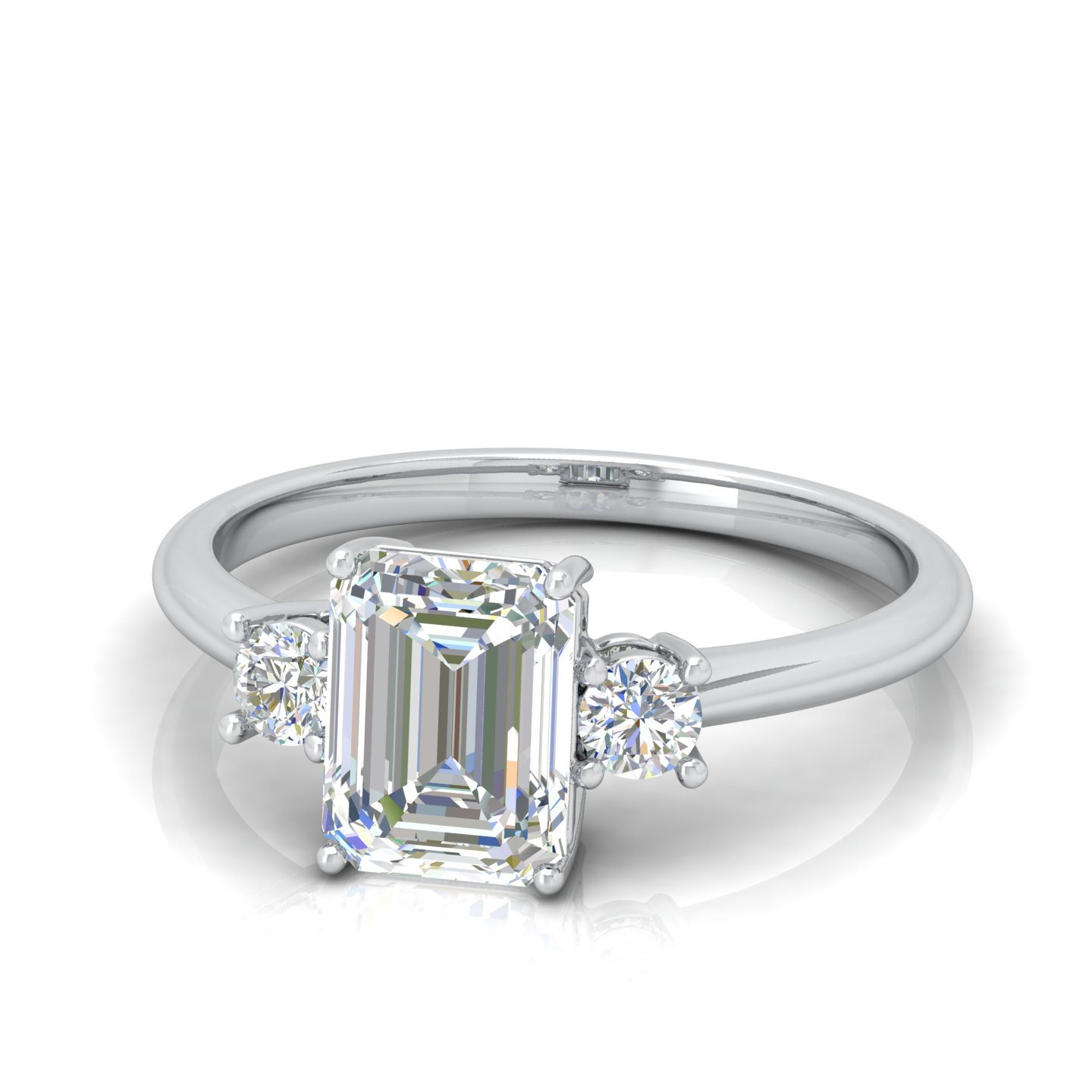 Classic Emerald Diamond Trilogy Engagement Ring