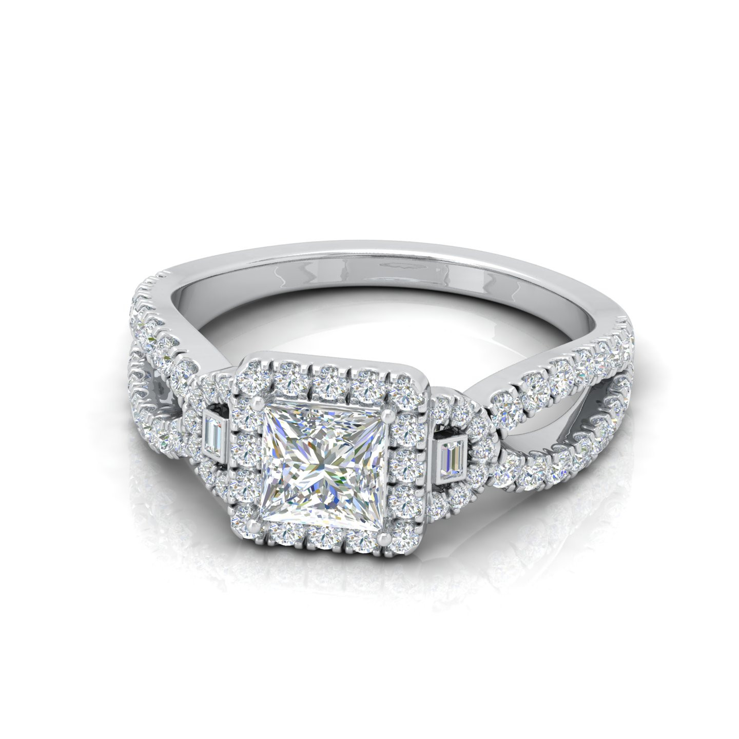 Princess Diamond Halo Designer Engagement Ring