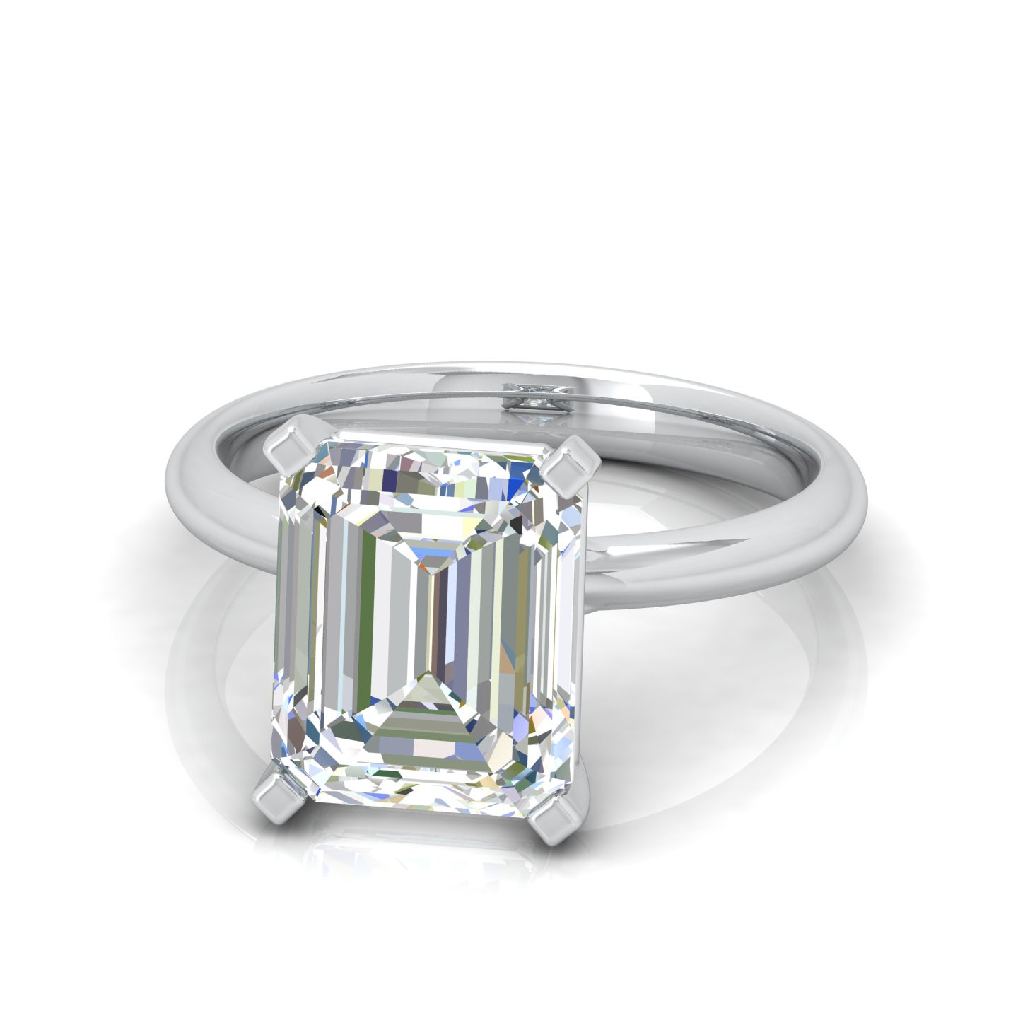 Classic Emerald Cut Diamond Solitaire Engagement Ring