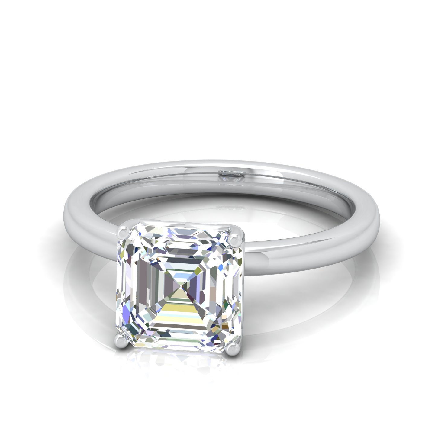 Asscher Cut Diamond Solitaire Engagement Ring 