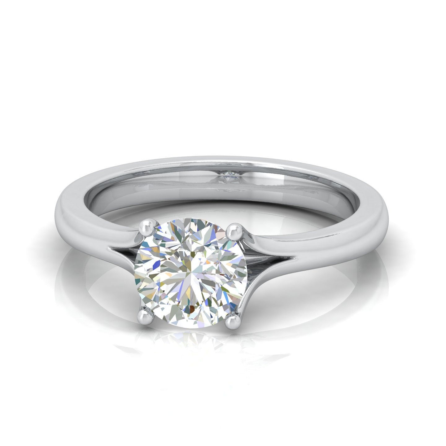 Classic Round Diamond Split Shank Solitaire Engagement Ring