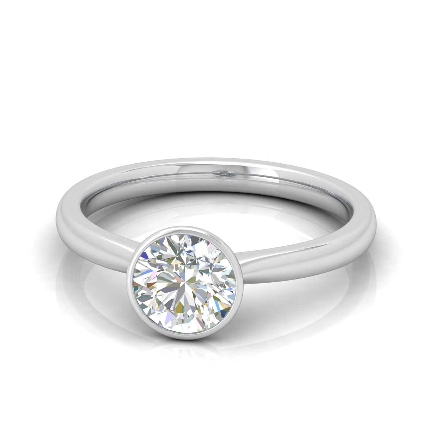 Perfect Fit Bezel Set Round Diamond Solitaire Engagement Ring