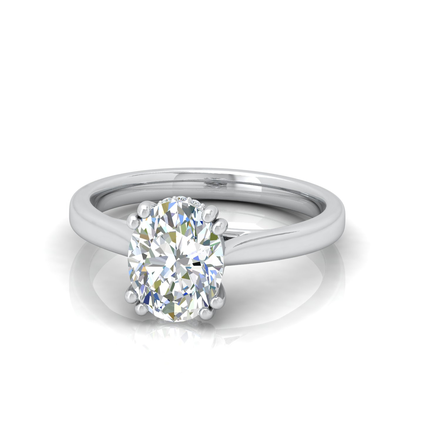 Oval Diamond Hidden Halo Engagement Ring 